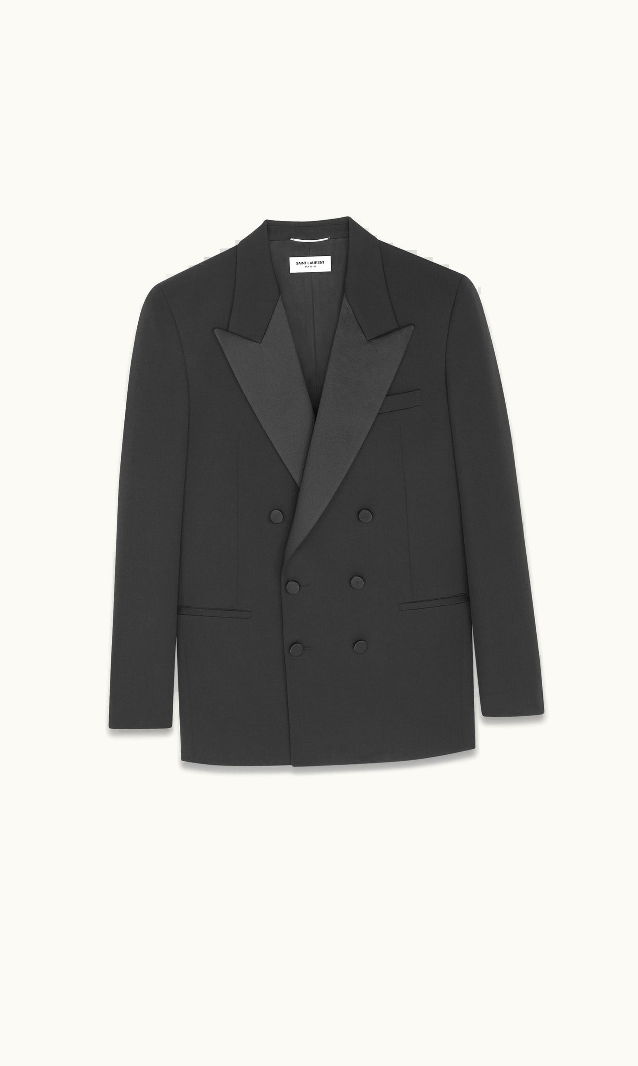 Saint Laurent Saint Laurent Double-Breasted Tuxedo Jacket In Grain De Poudre UZ0159281