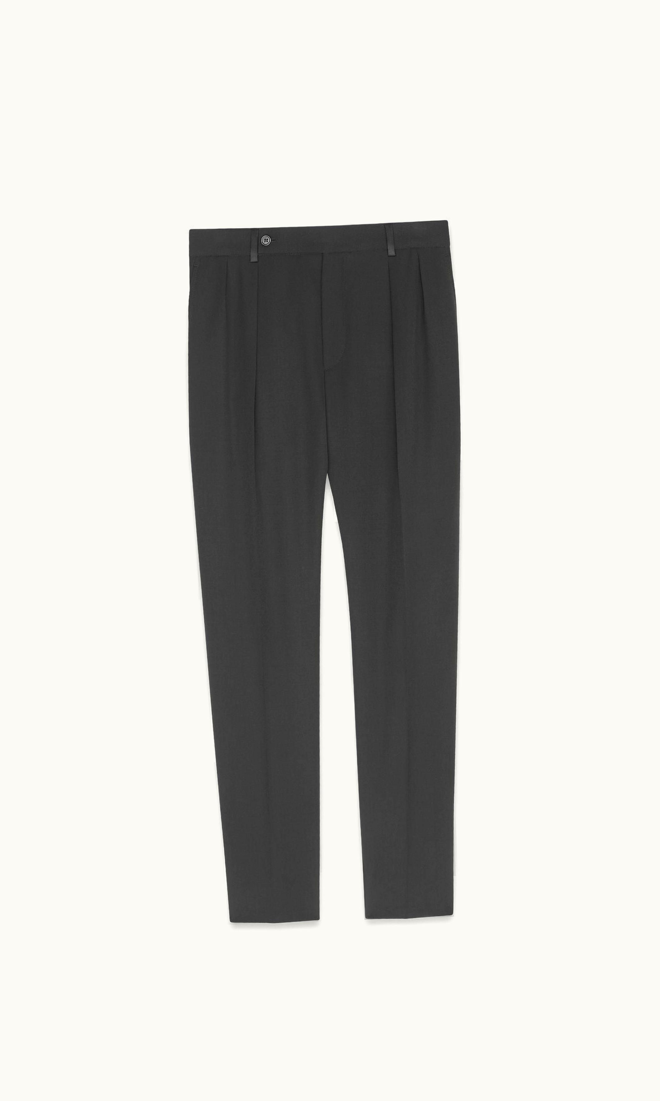 Saint Laurent Saint Laurent Carrot-Fit Tuxedo Pants In Grain De Poudre