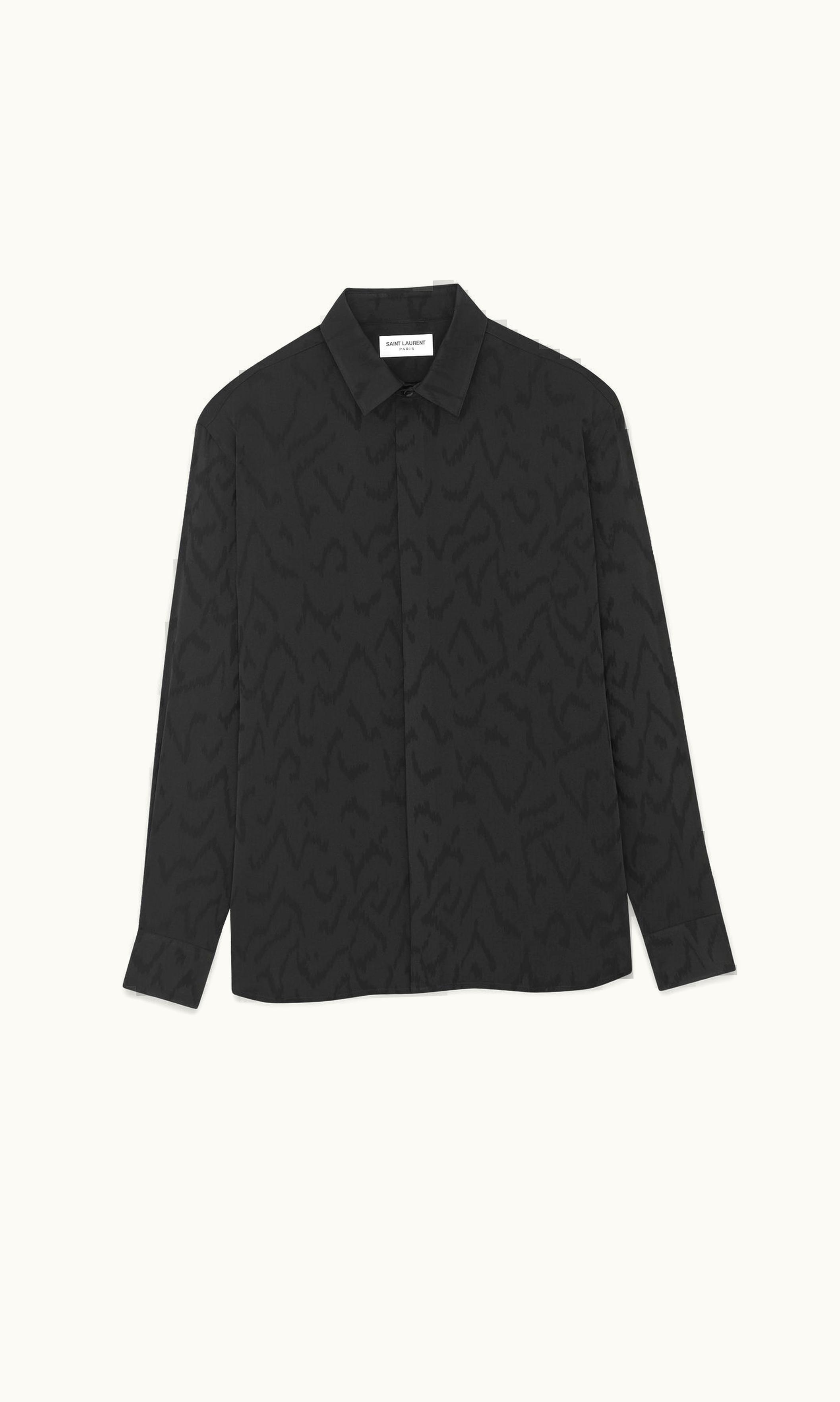Saint Laurent Saint Laurent Yves Collar Classic Shirt In Matte And Shiny Silk UZ0159320