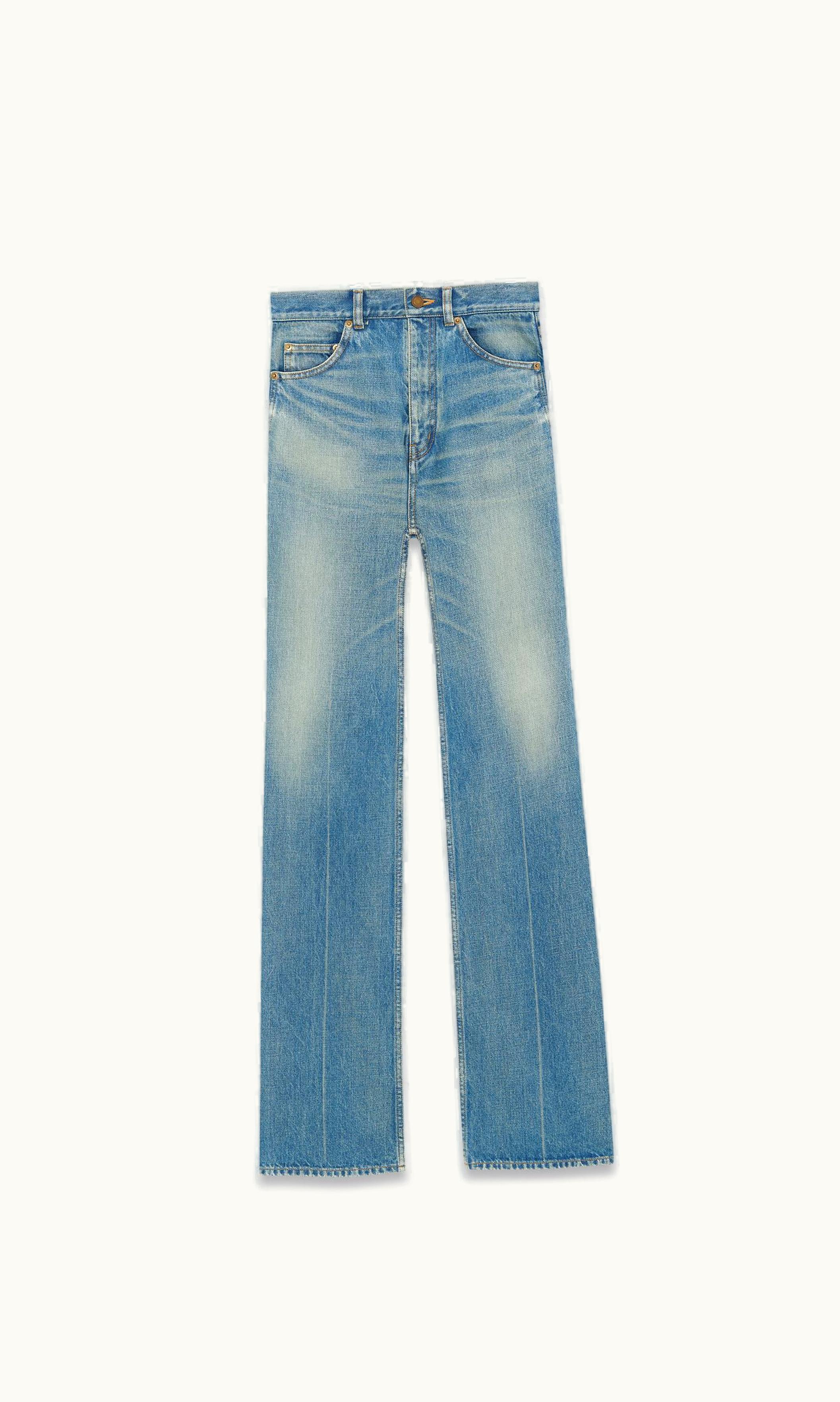 Saint Laurent Saint Laurent 70's Flared Jeans In Medium Blue Denim