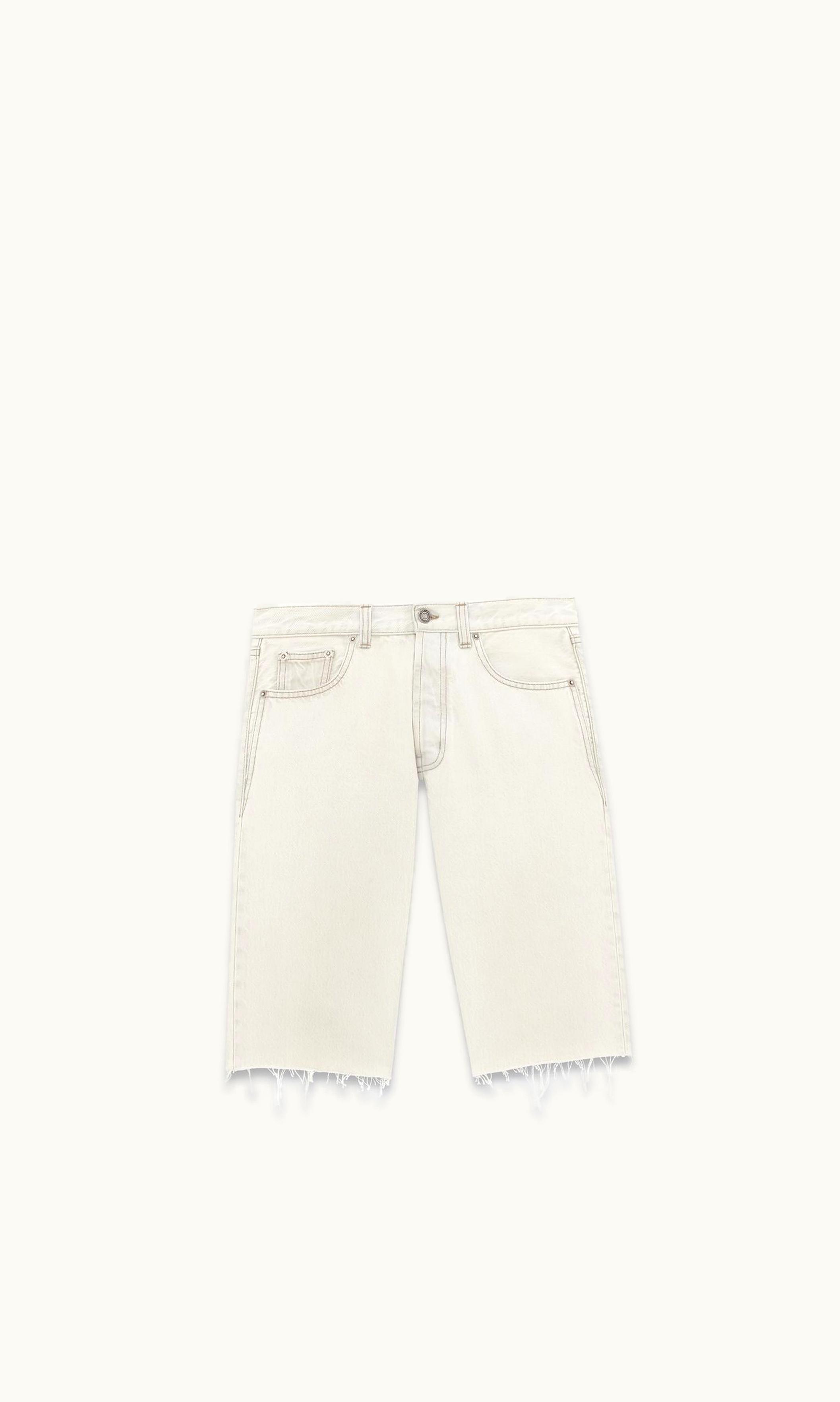 Saint Laurent Saint Laurent Relaxed-Fit Shorts In Grey Bleach White Denim