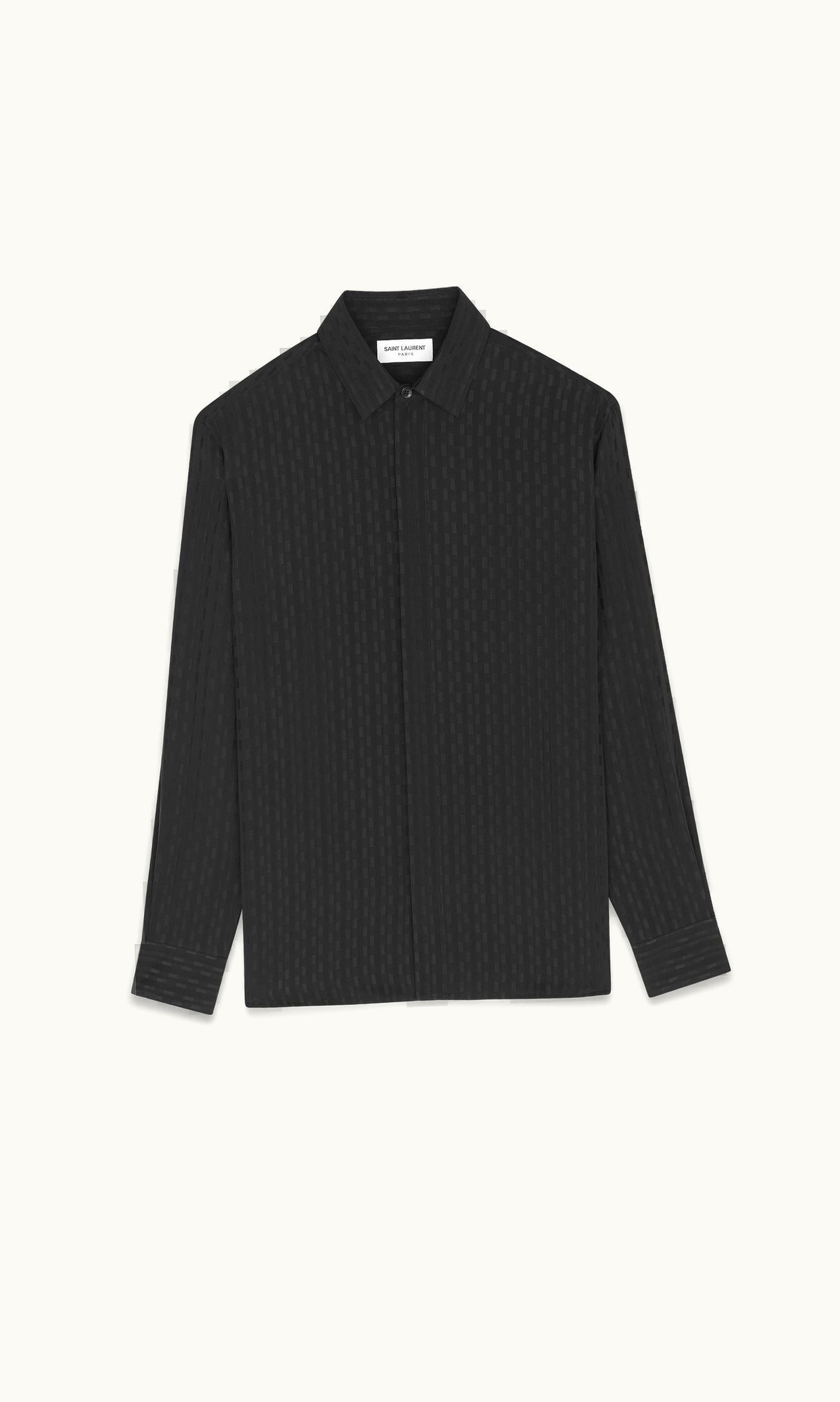 Saint Laurent Saint Laurent Yves Collar Classic Shirt In Striped Matte And Shiny Silk