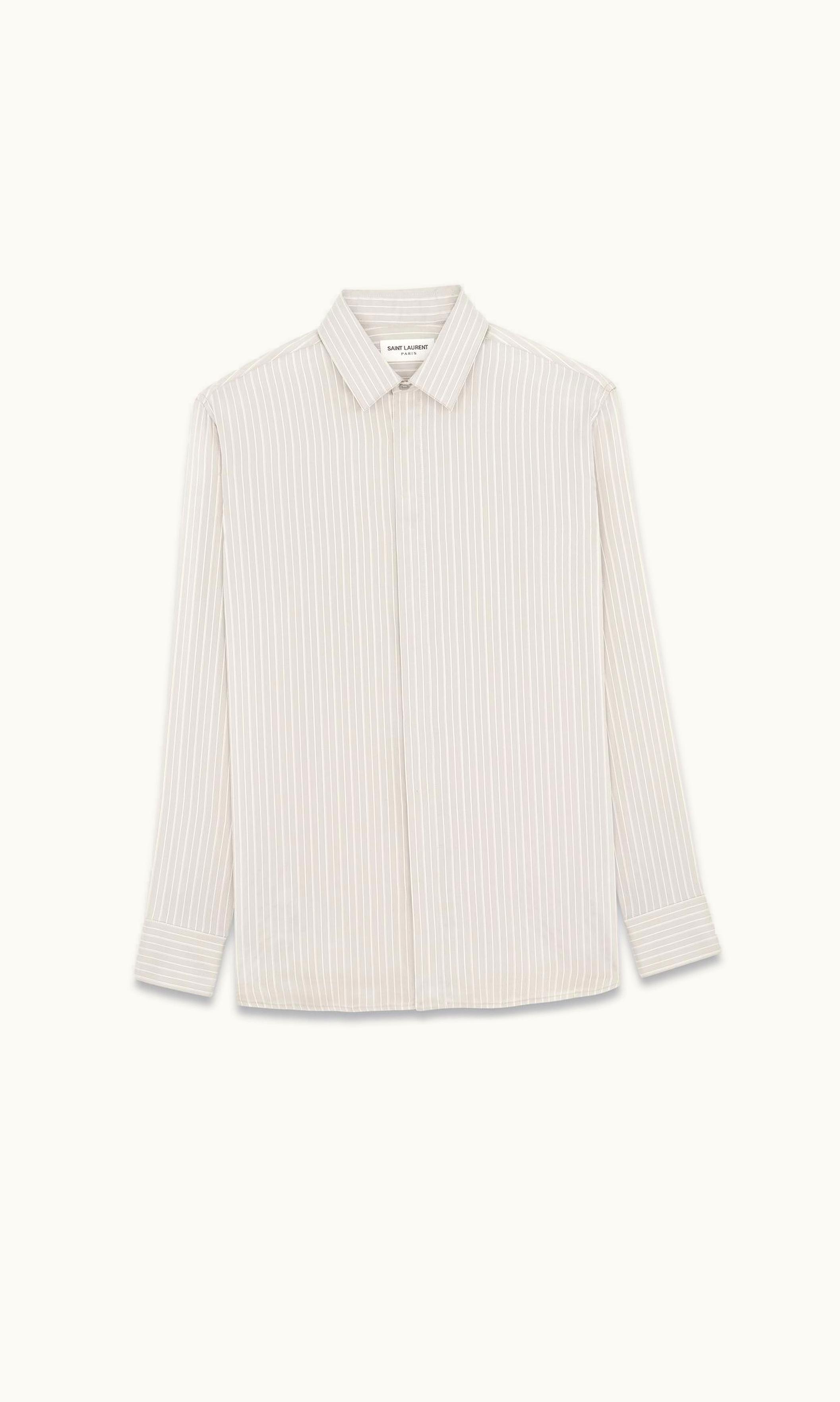 Saint Laurent Saint Laurent Yves Collar Classic Shirt In Striped Silk UZ0159354