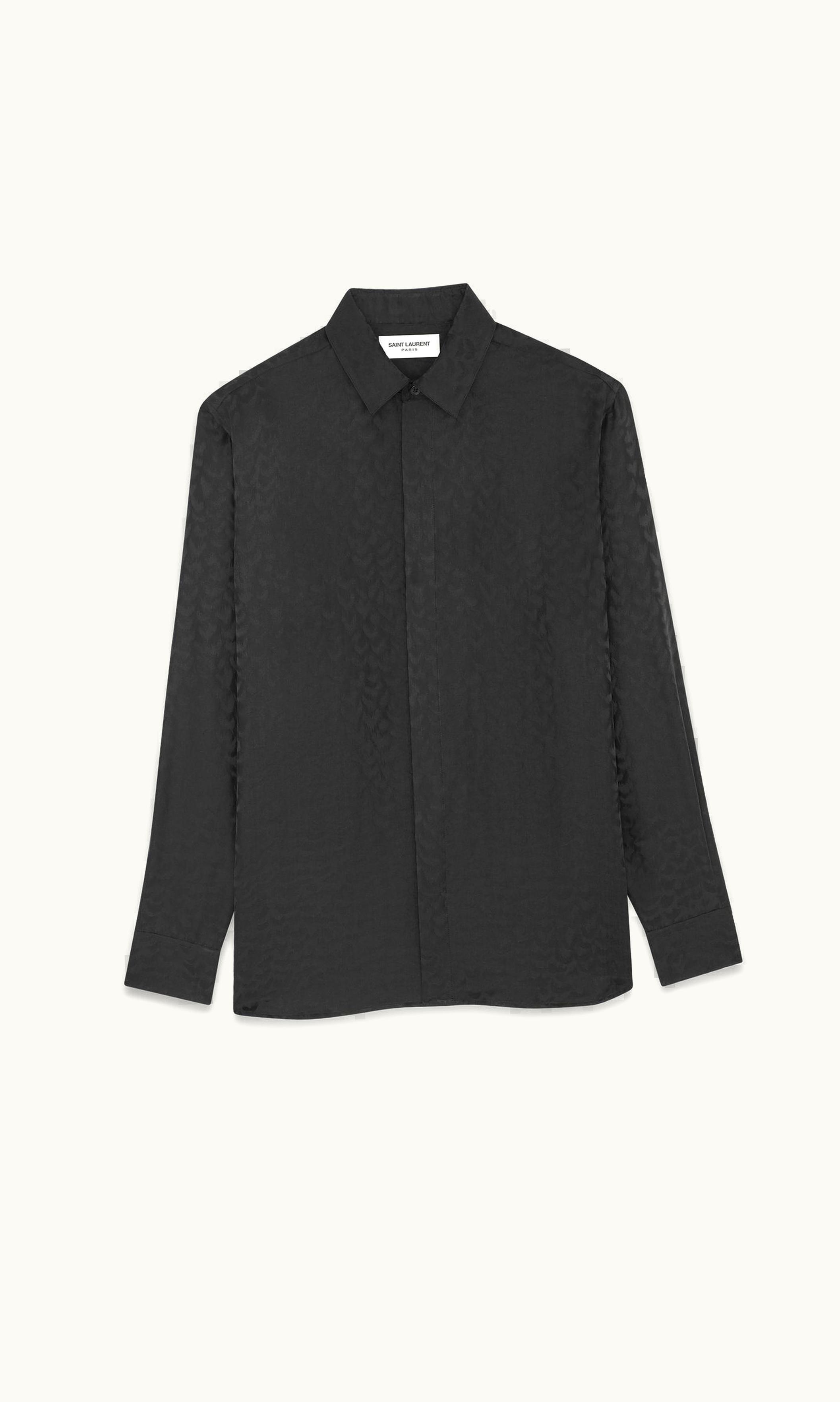 Saint Laurent Saint Laurent Yves Collar Classic Shirt In Matte And Shiny Silk UZ0159357