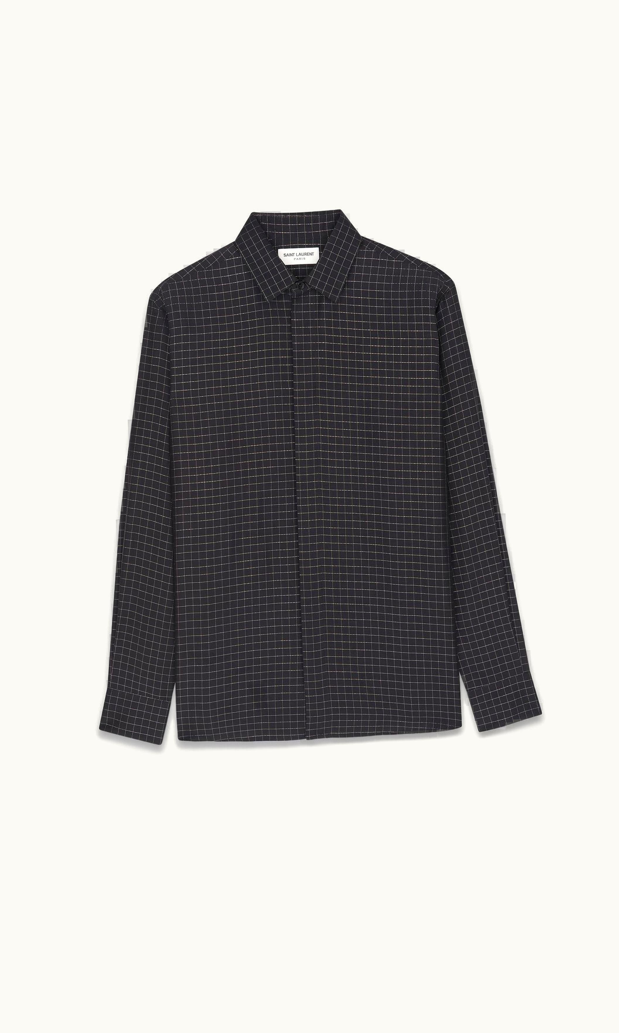 Saint Laurent Saint Laurent Yves Collar Classic Shirt In Checked Viscose