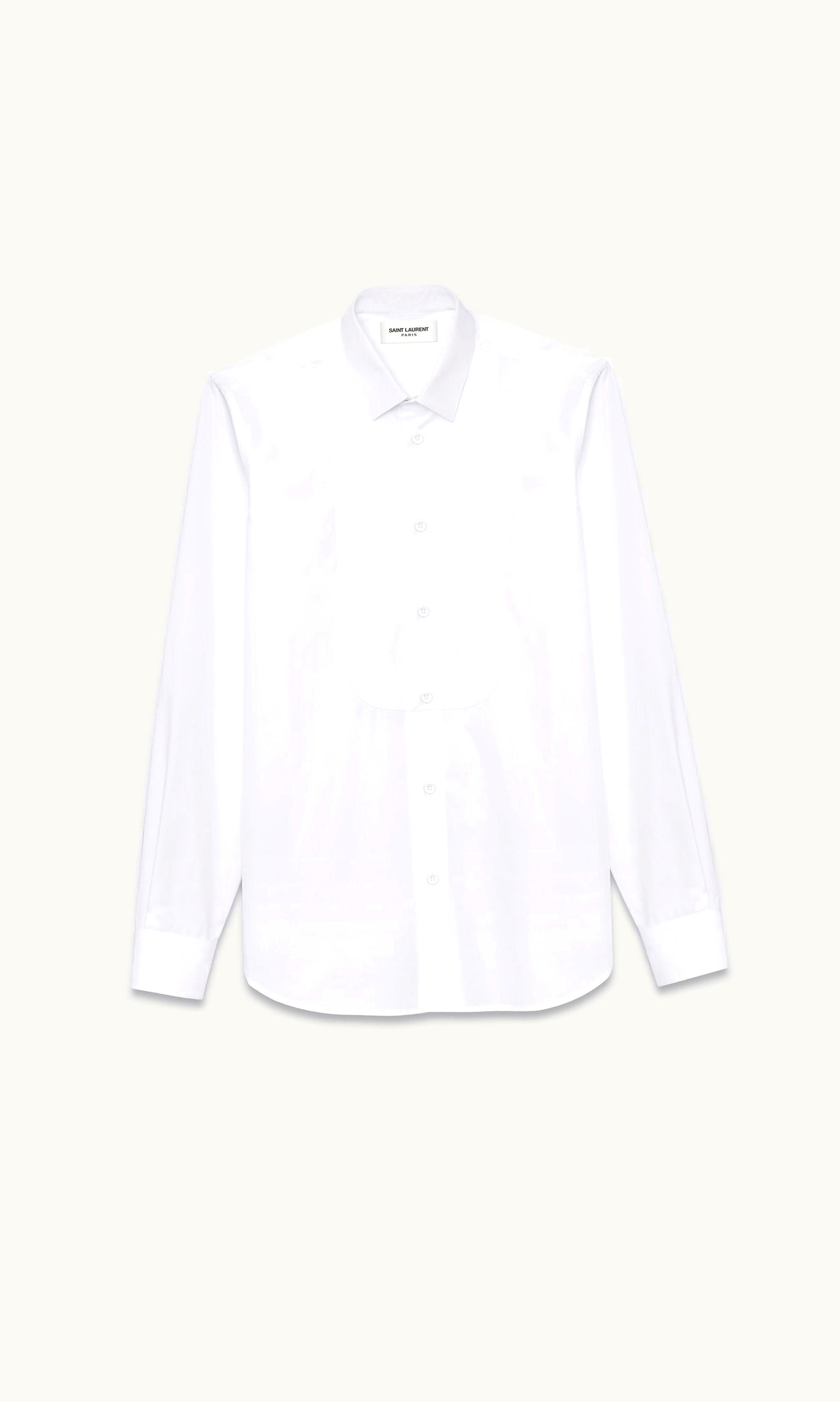 Saint Laurent Saint Laurent Pique Plastron Yves Collar Shirt In Cotton Poplin
