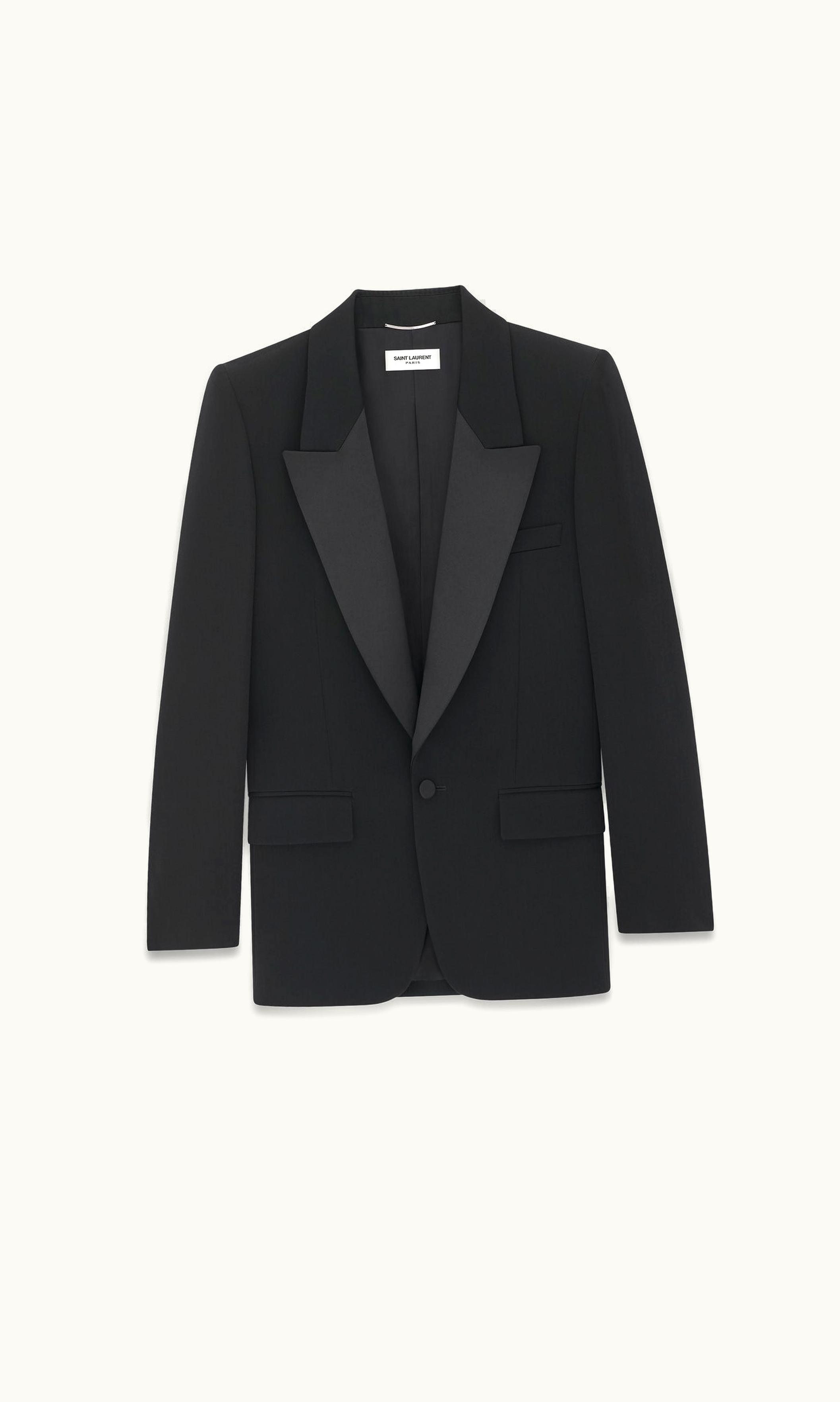 Saint Laurent Saint Laurent Single-Breasted Tuxedo Jacket In Grain De Poudre UZ0159382