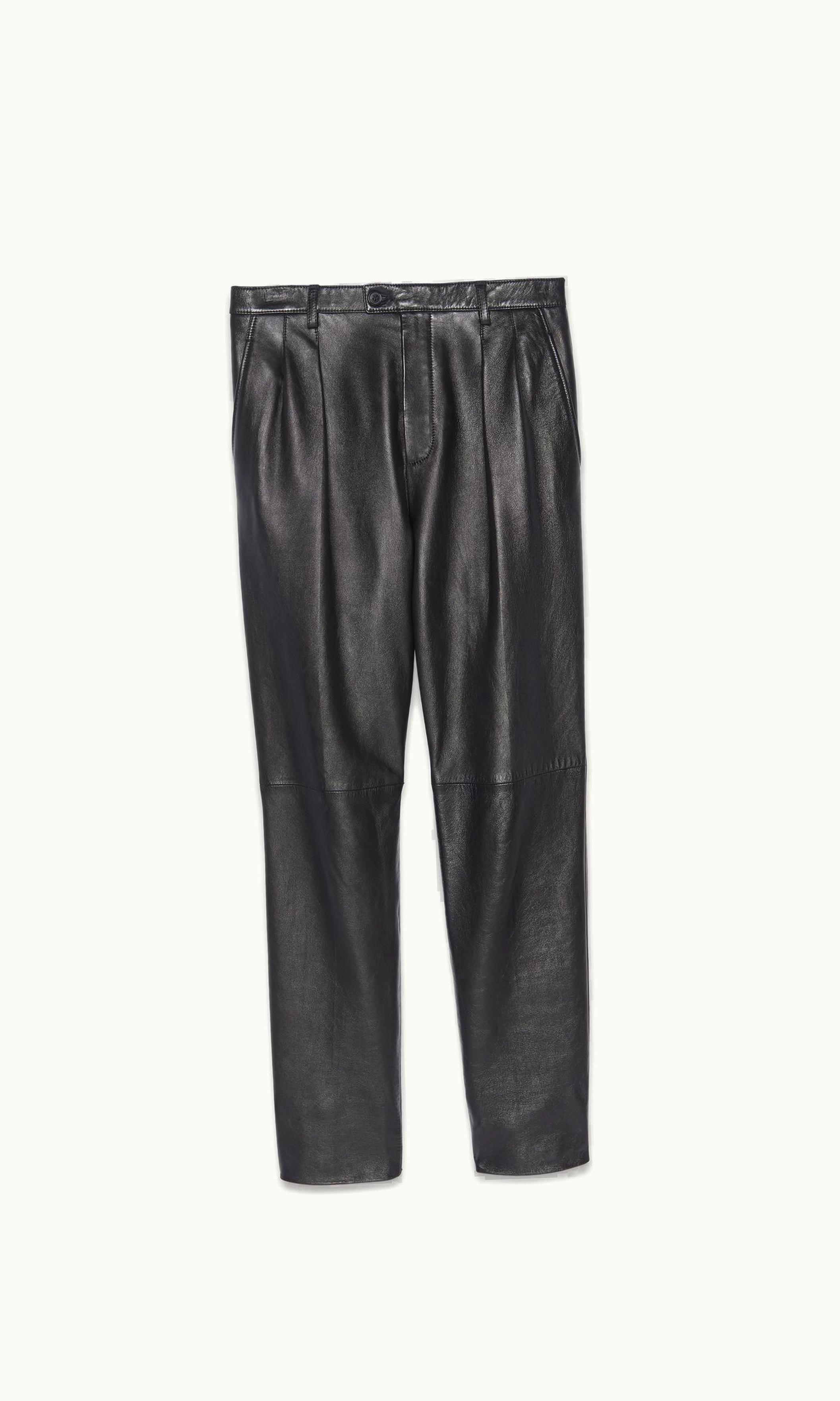 Saint Laurent Saint Laurent Pleated Pants In Vintage Drummed Leather
