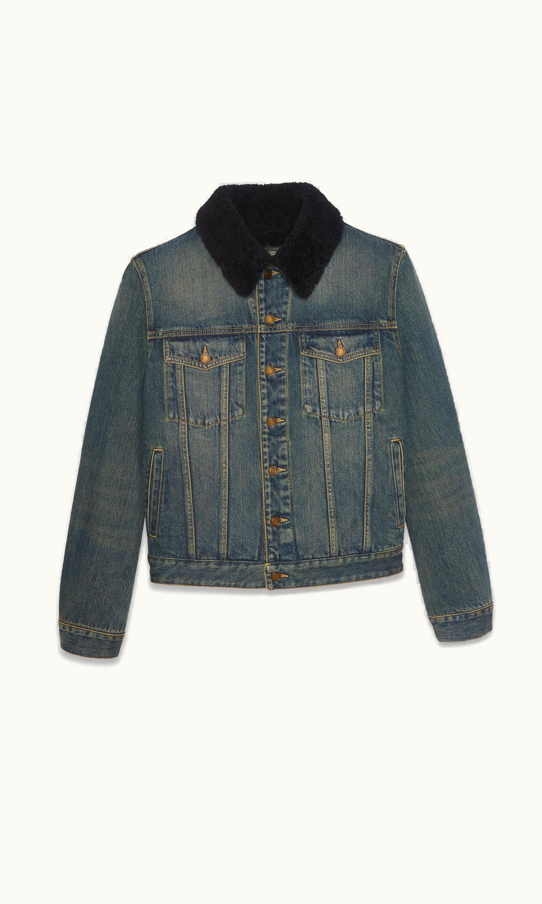 Saint Laurent Saint Laurent Jacket With Shearling In Dark Dirty Vintage Blue Denim UZ0159530