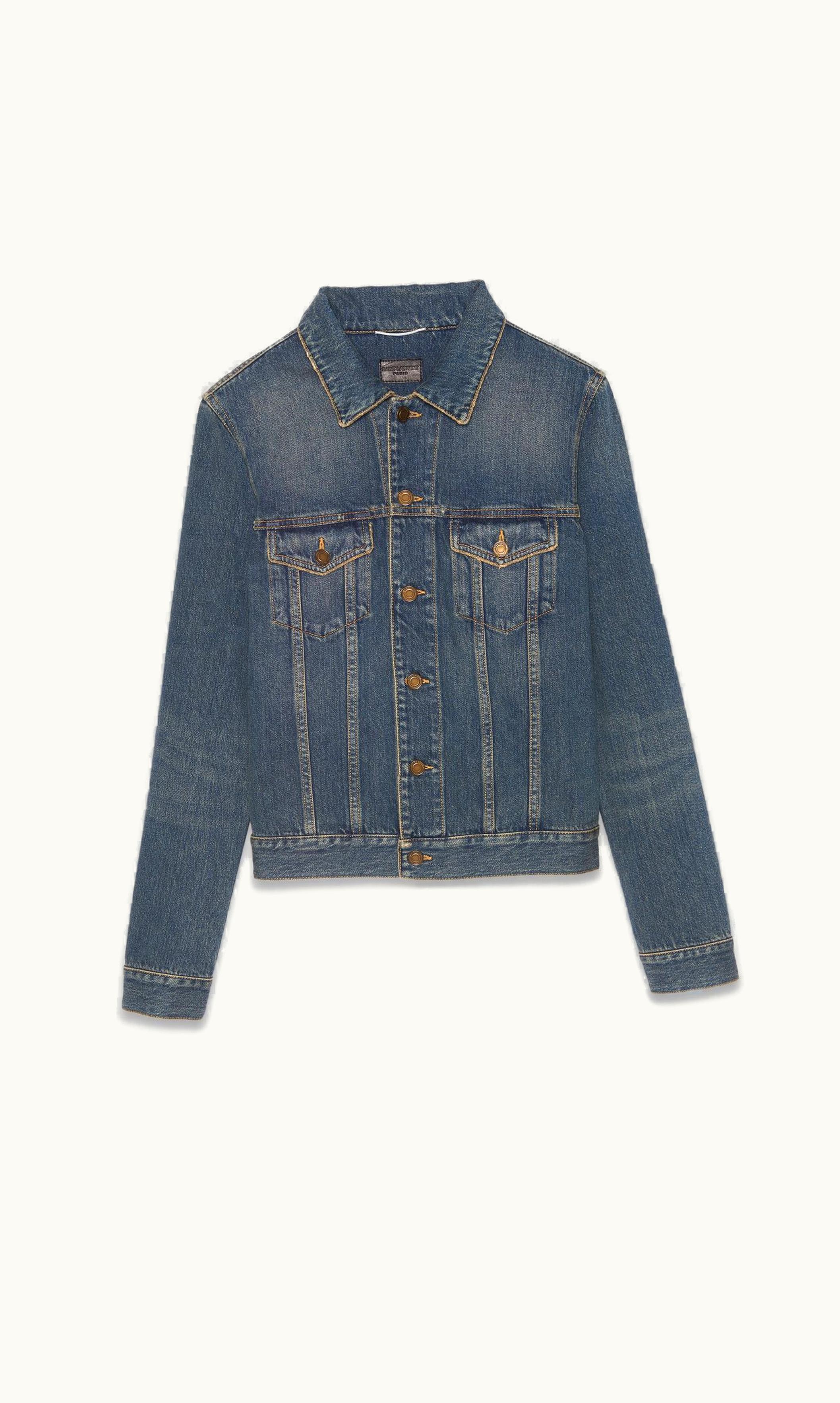 Saint Laurent Saint Laurent Fitted Jacket In Dark Dirty Vintage Blue Denim