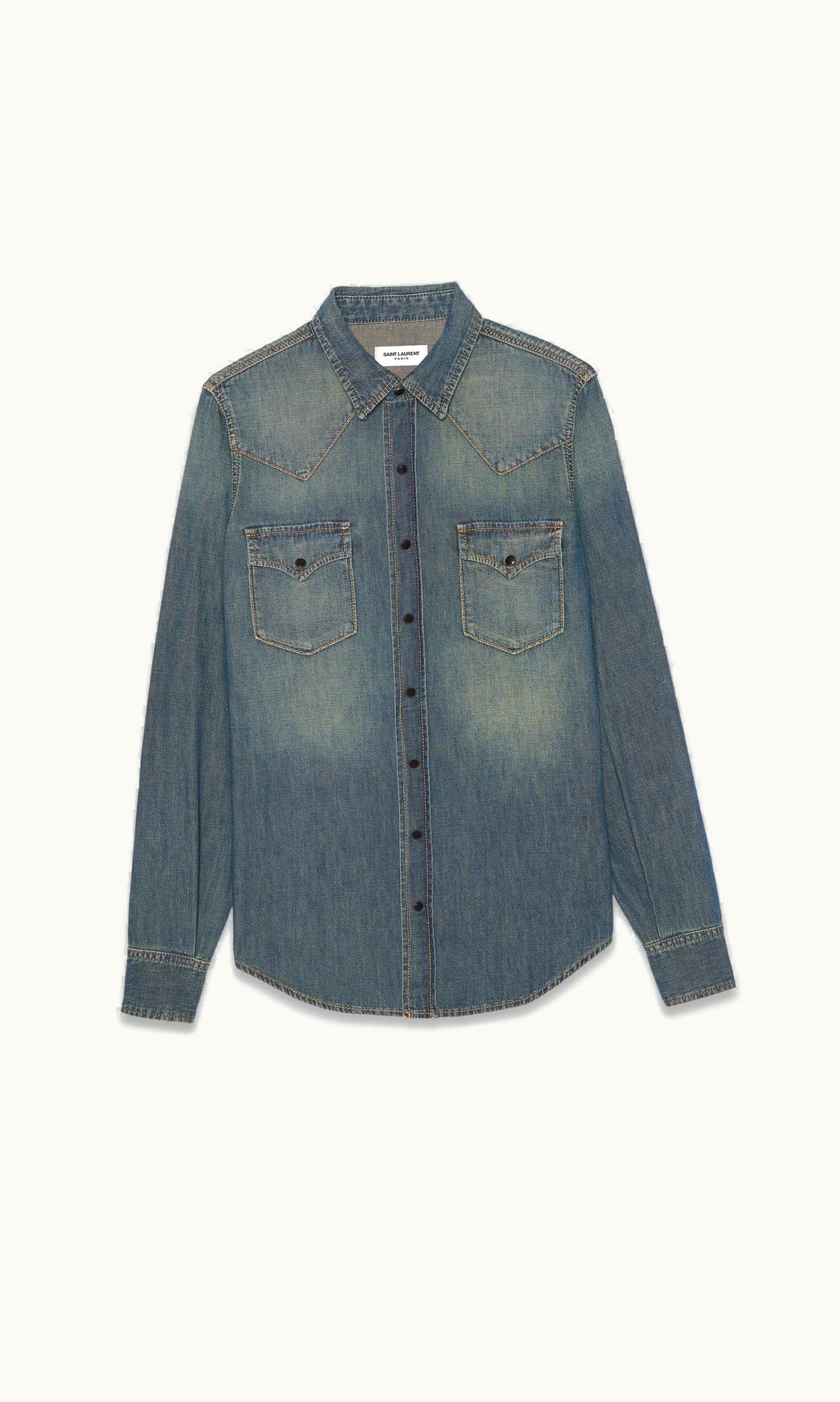 Saint Laurent Saint Laurent Western Shirt In Deep Vintage Blue Denim UZ0159539