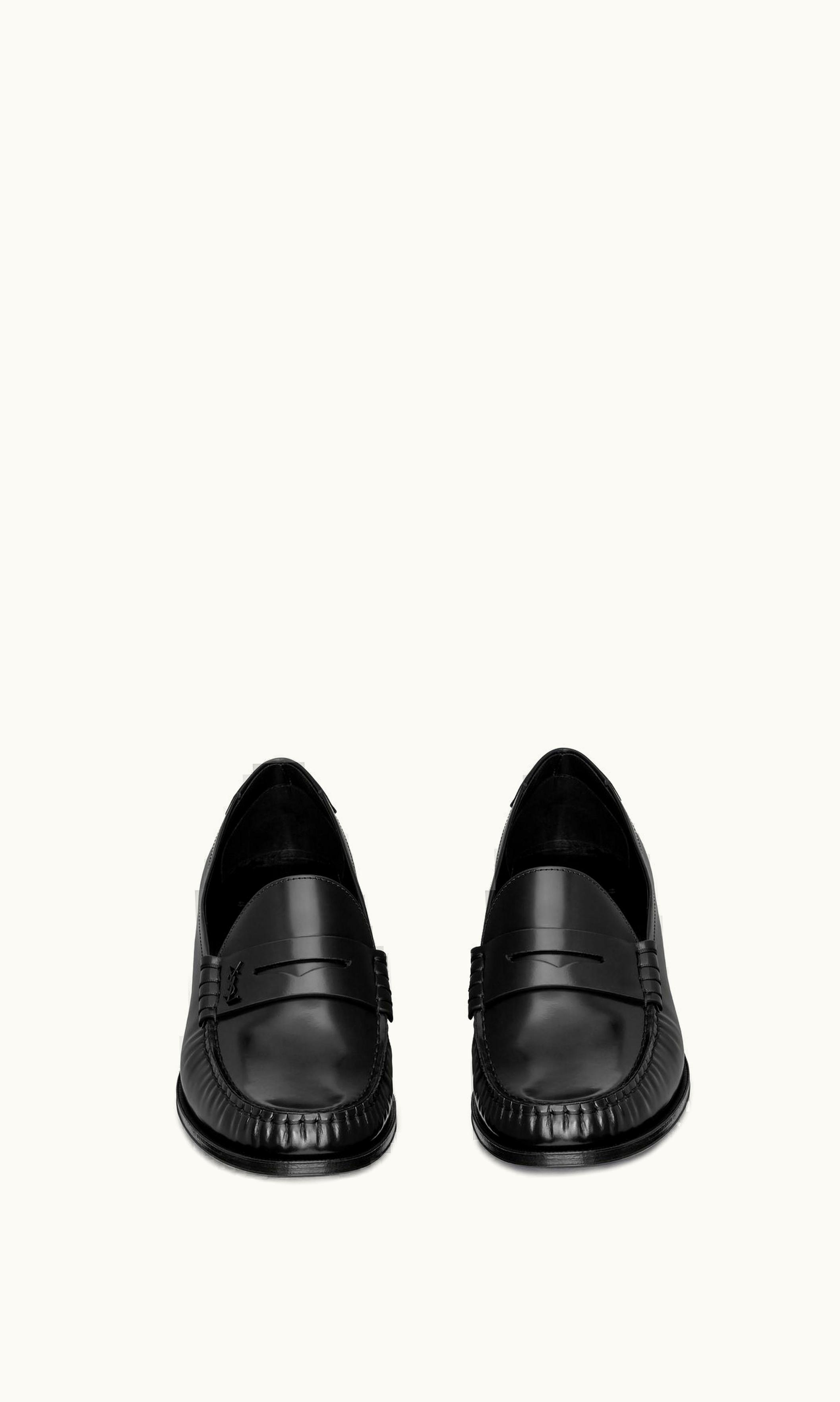 Saint Laurent Saint Laurent Le Loafer Cassandre Heeled-Penny Slippers In Smooth Leather