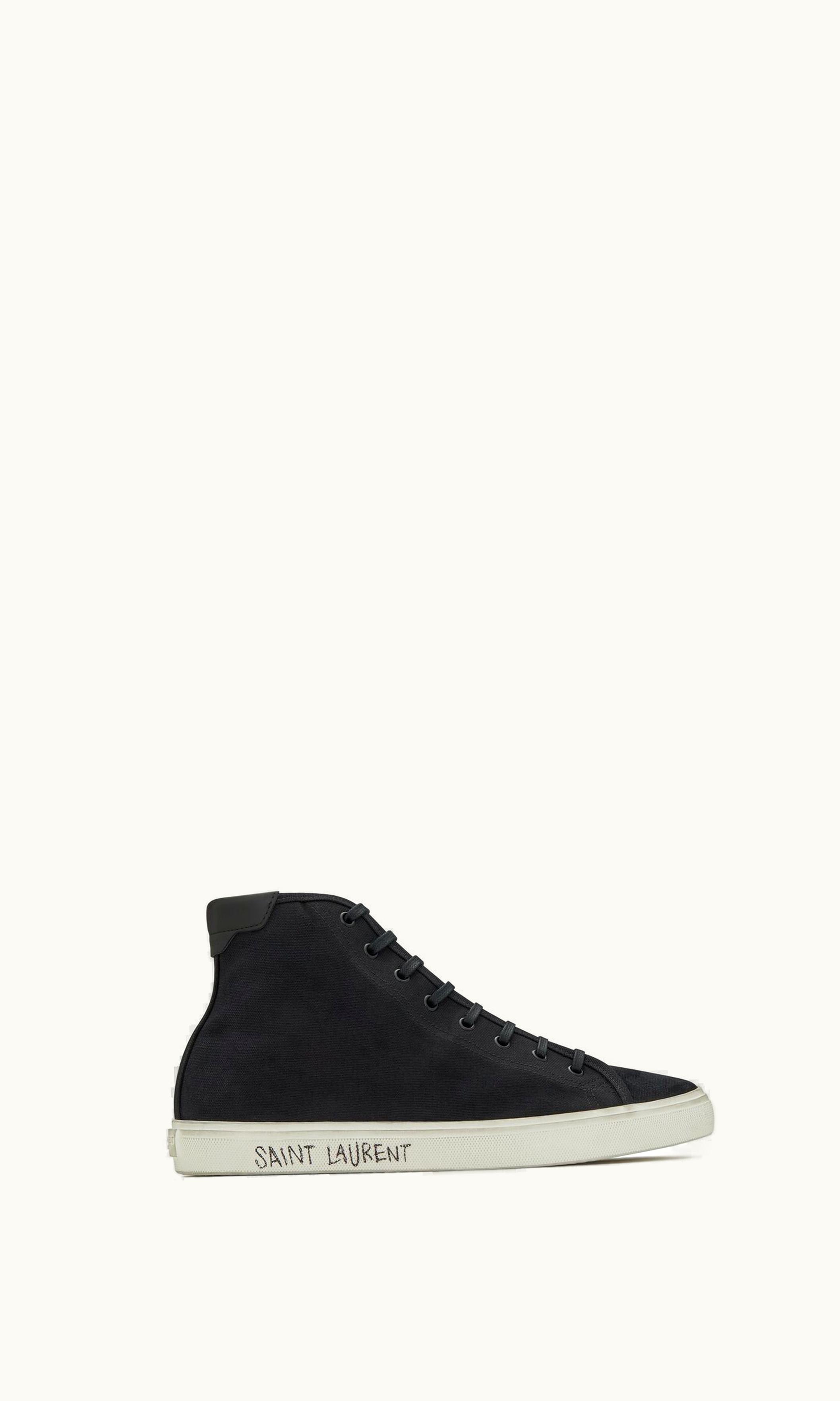 Saint Laurent Saint Laurent Malibu Mid-Top Sneakers In Canvas And Smooth Leather UZ0159627
