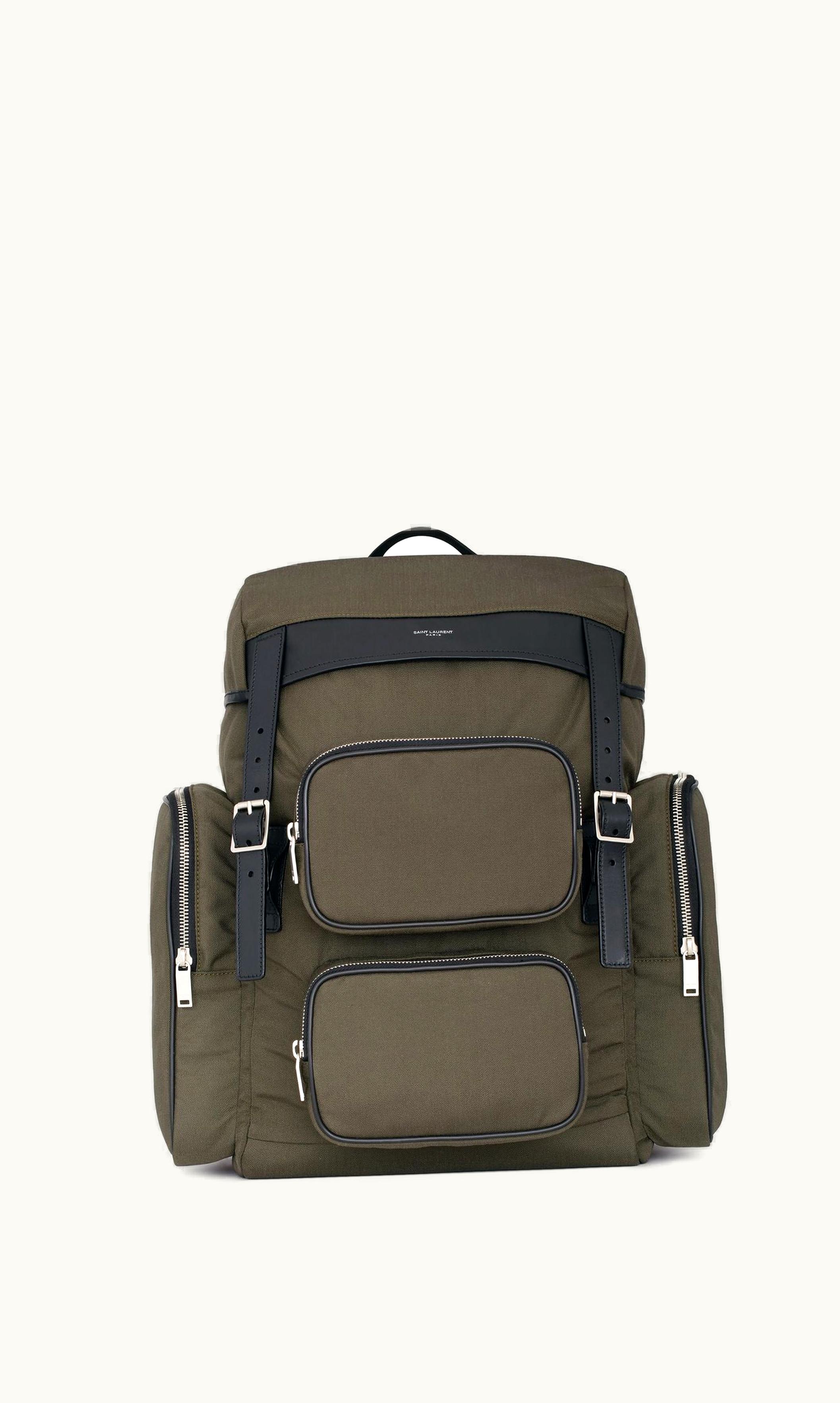 Saint Laurent Saint Laurent City Multipocket Backpack In Canvas, Smooth Leather And Nylon