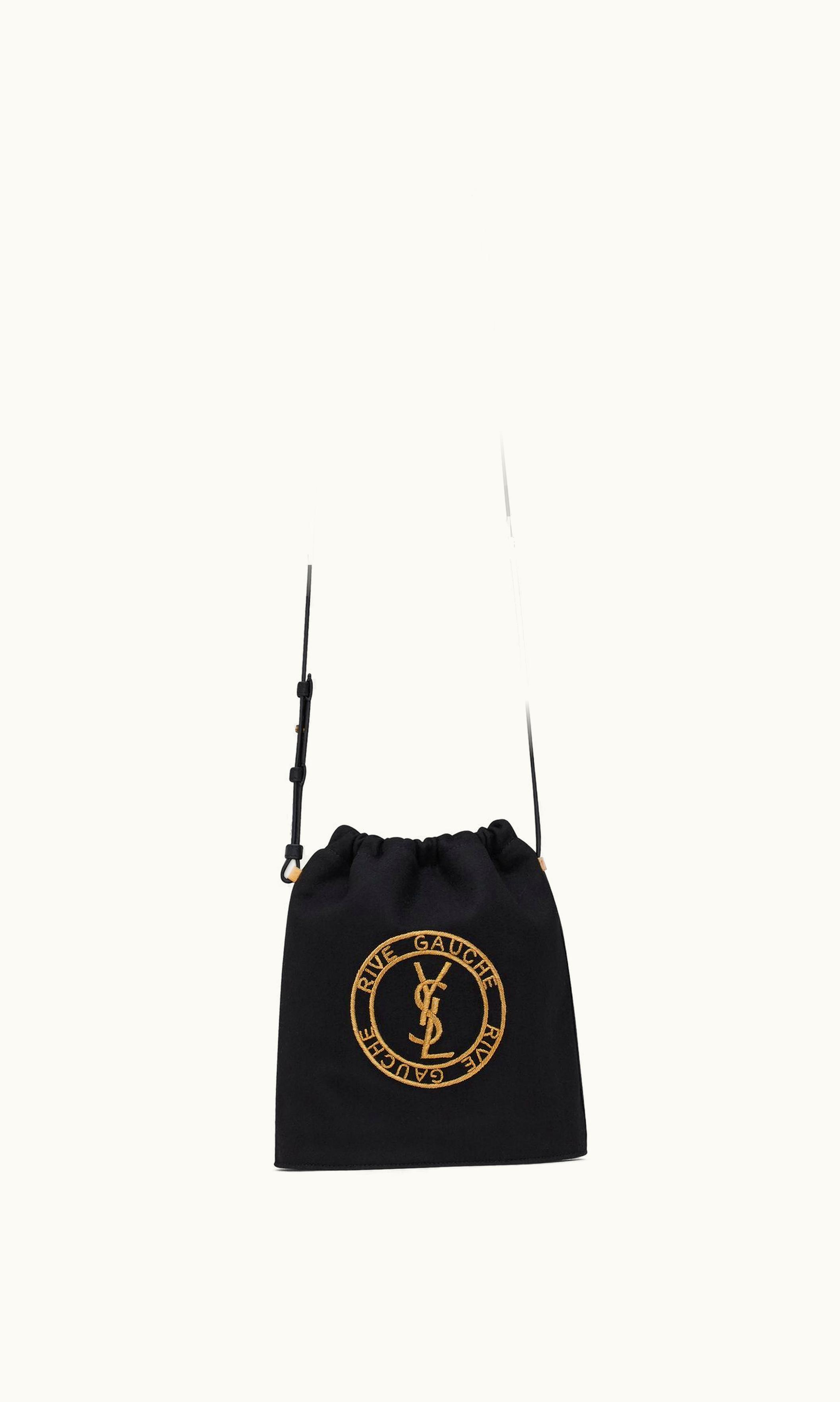 Saint Laurent Saint Laurent Rive Gauche Laced Bucket Bag In Embroidered Felt And Smooth Leather