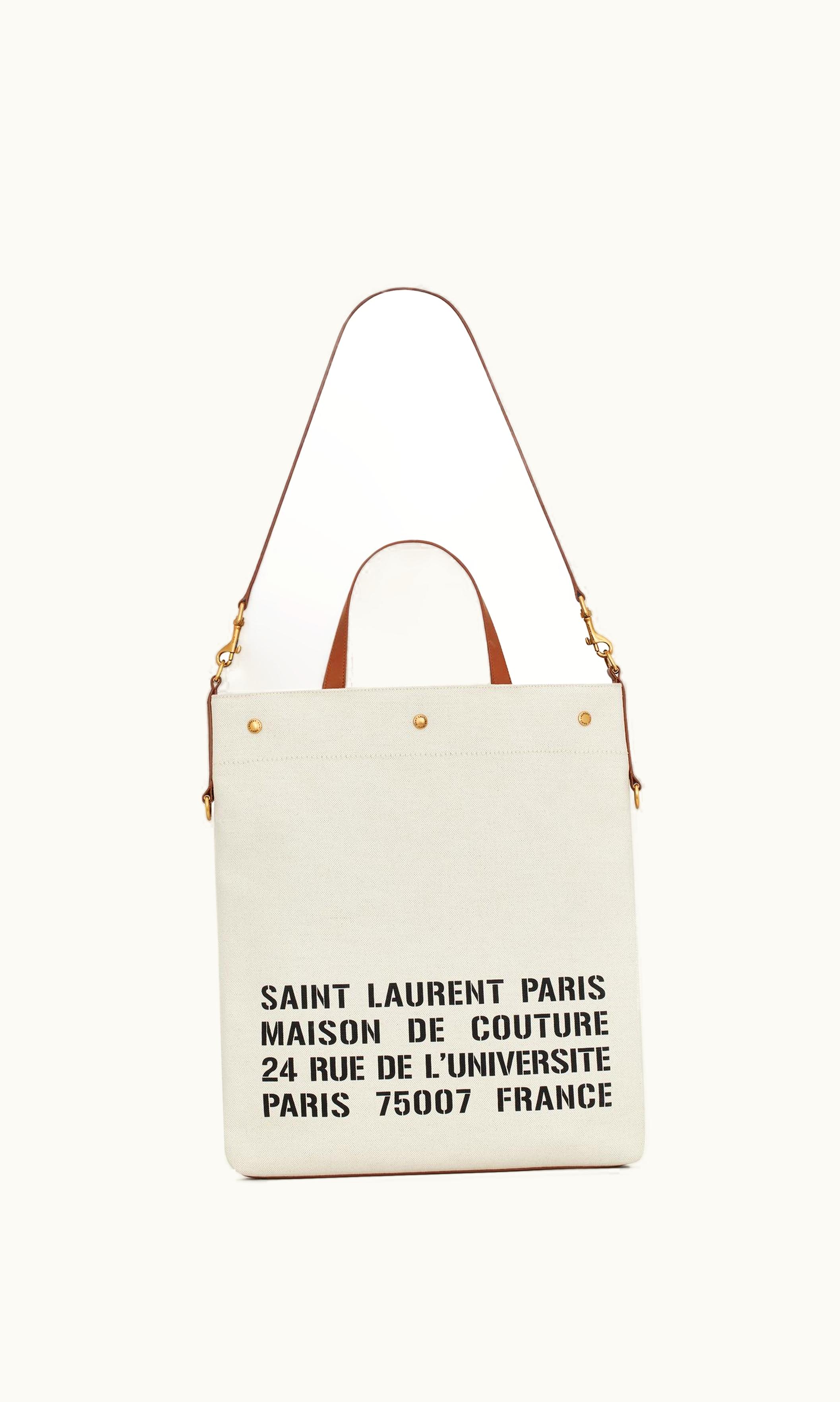 Saint Laurent Saint Laurent Universite North/South Foldable Tote Bag In Canvas And Smooth Leather
