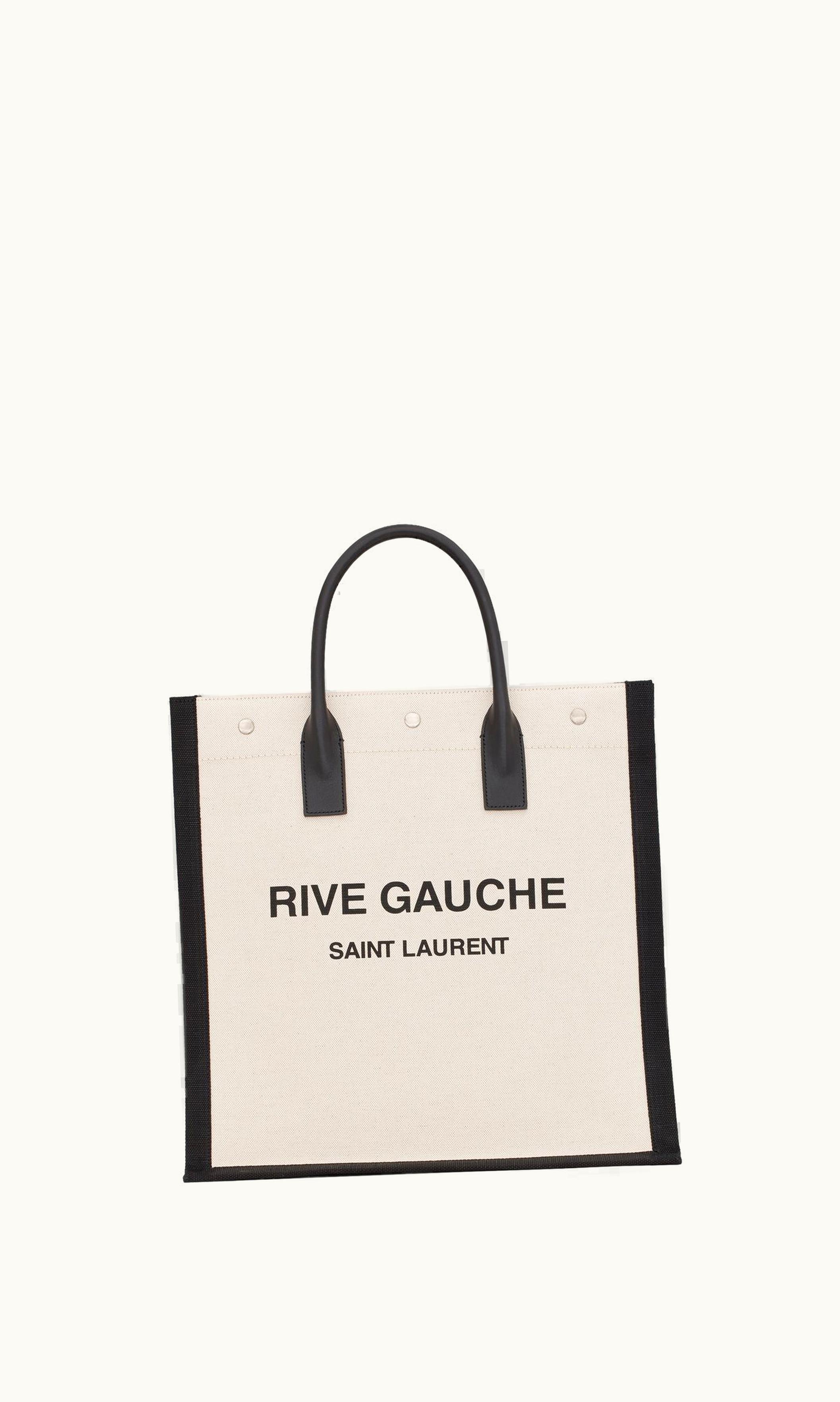 Saint Laurent Saint Laurent Rive Gauche North/South Tote Bag In Printed Linen And Leather