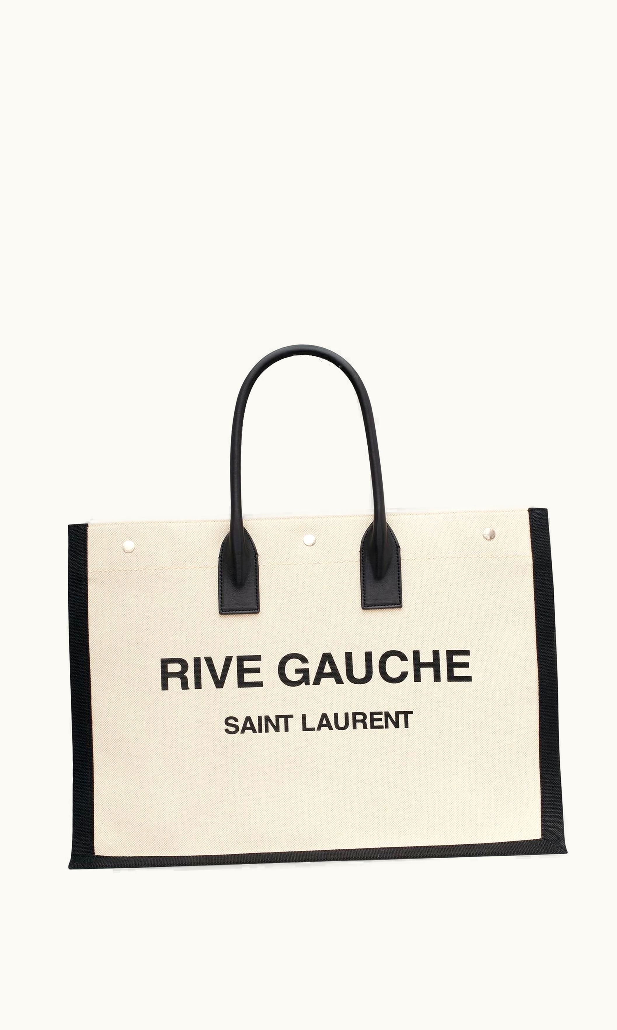 Saint Laurent Saint Laurent Rive Gauche Large Tote Bag In Canvas And Smooth Leather