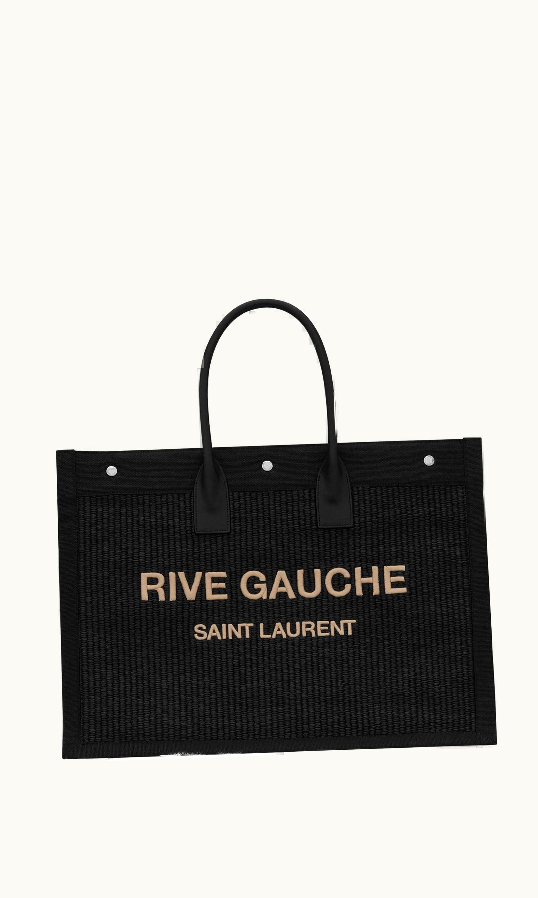 Saint Laurent Saint Laurent Rive Gauche Large Tote Bag In Embroidered Raffia And Leather