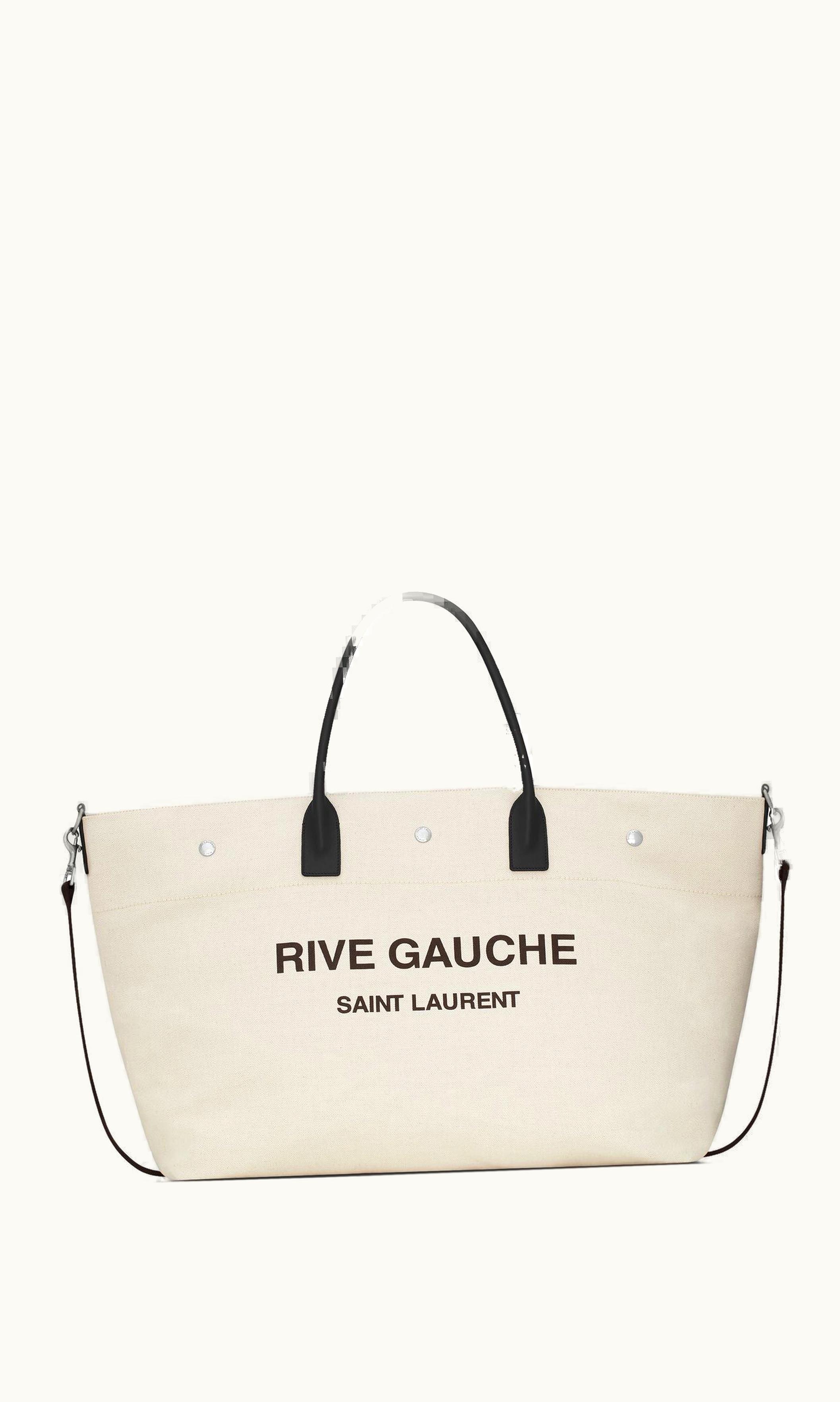 Saint Laurent Saint Laurent Rive Gauche Maxi Shopping Bag In Printed Canvas And Smooth Leather UZ0159724