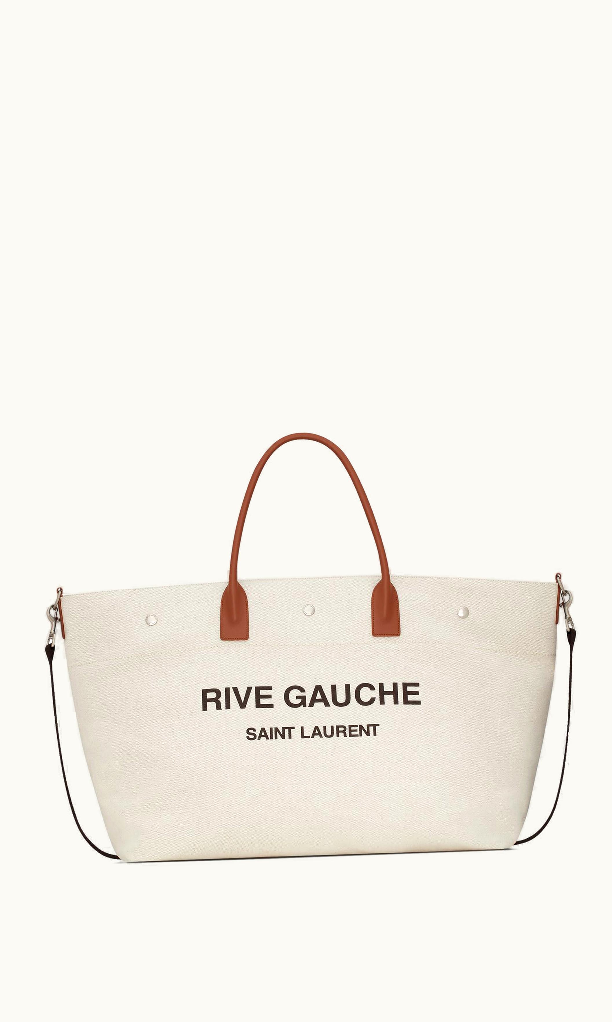 Saint Laurent Saint Laurent Rive Gauche Maxi Shopping Bag In Printed Canvas And Smooth Leather UZ0159726
