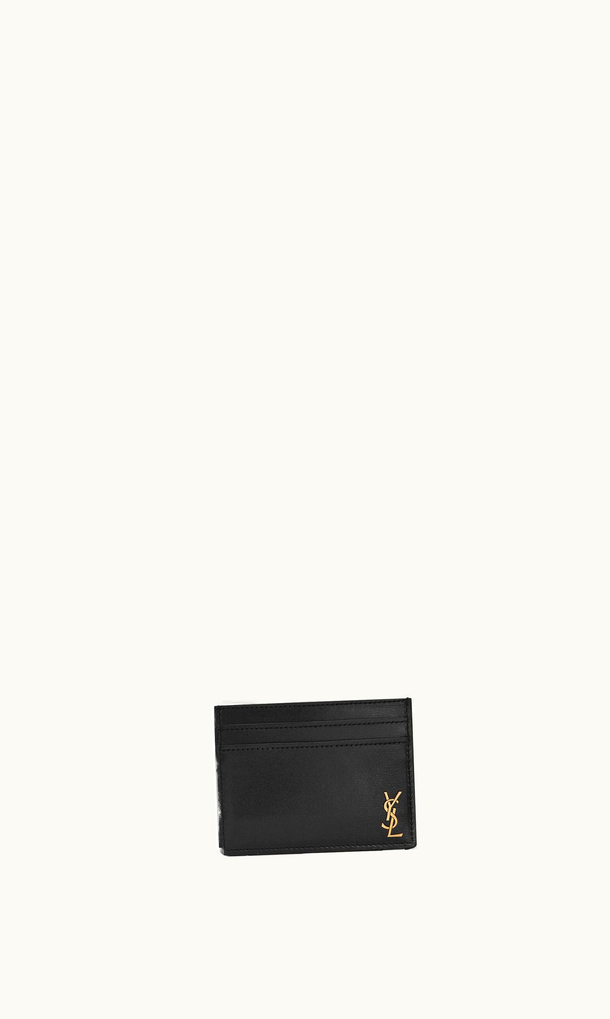 Saint Laurent Saint Laurent Tiny Cassandre Credit Card Case In Shiny Leather