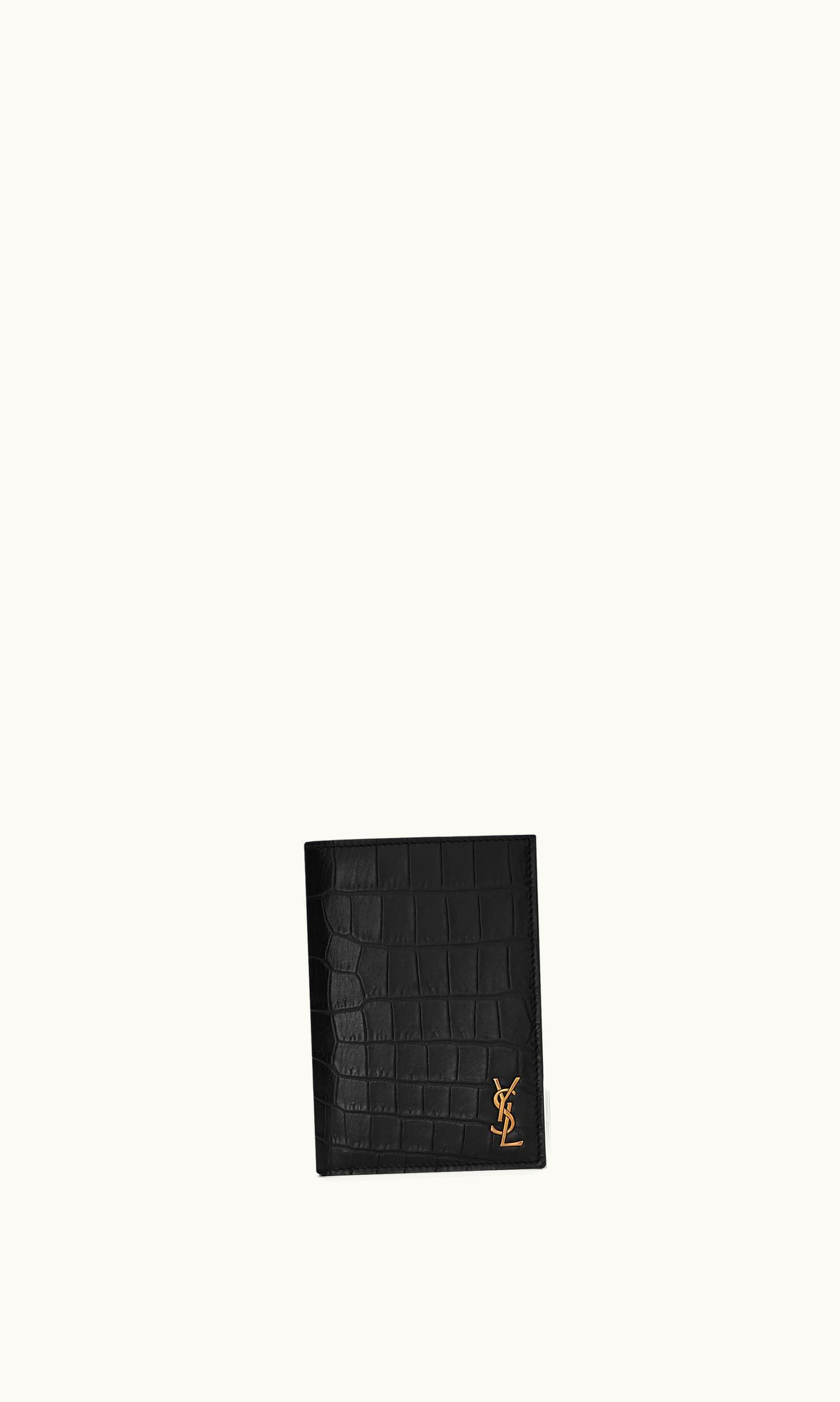 Saint Laurent Saint Laurent Tiny Cassandre Credit Card Wallet In Crocodile-Embossed Matte Leather UZ0159777