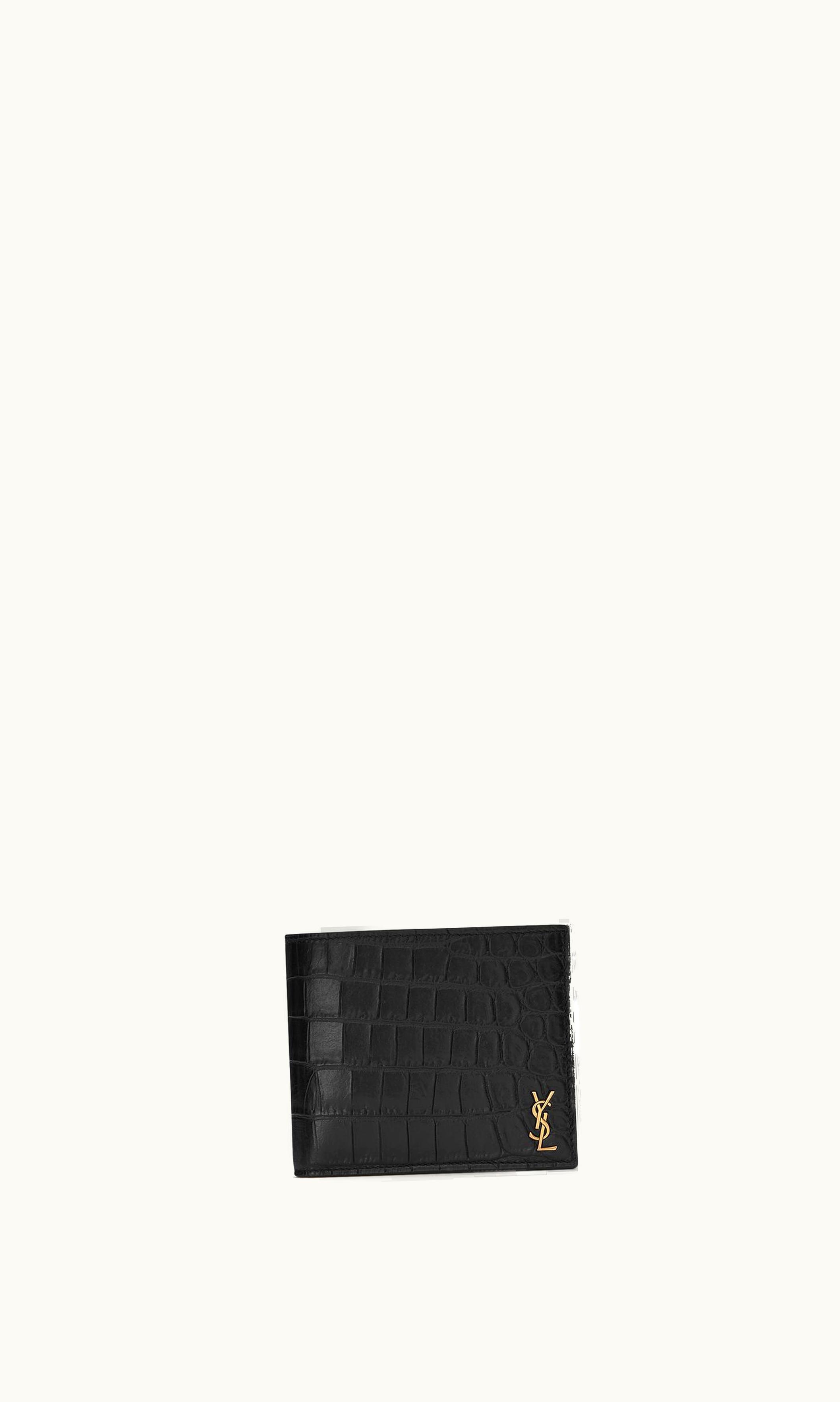 Saint Laurent Saint Laurent Tiny Cassandre East/West Wallet In Crocodile-Embossed Matte Leather