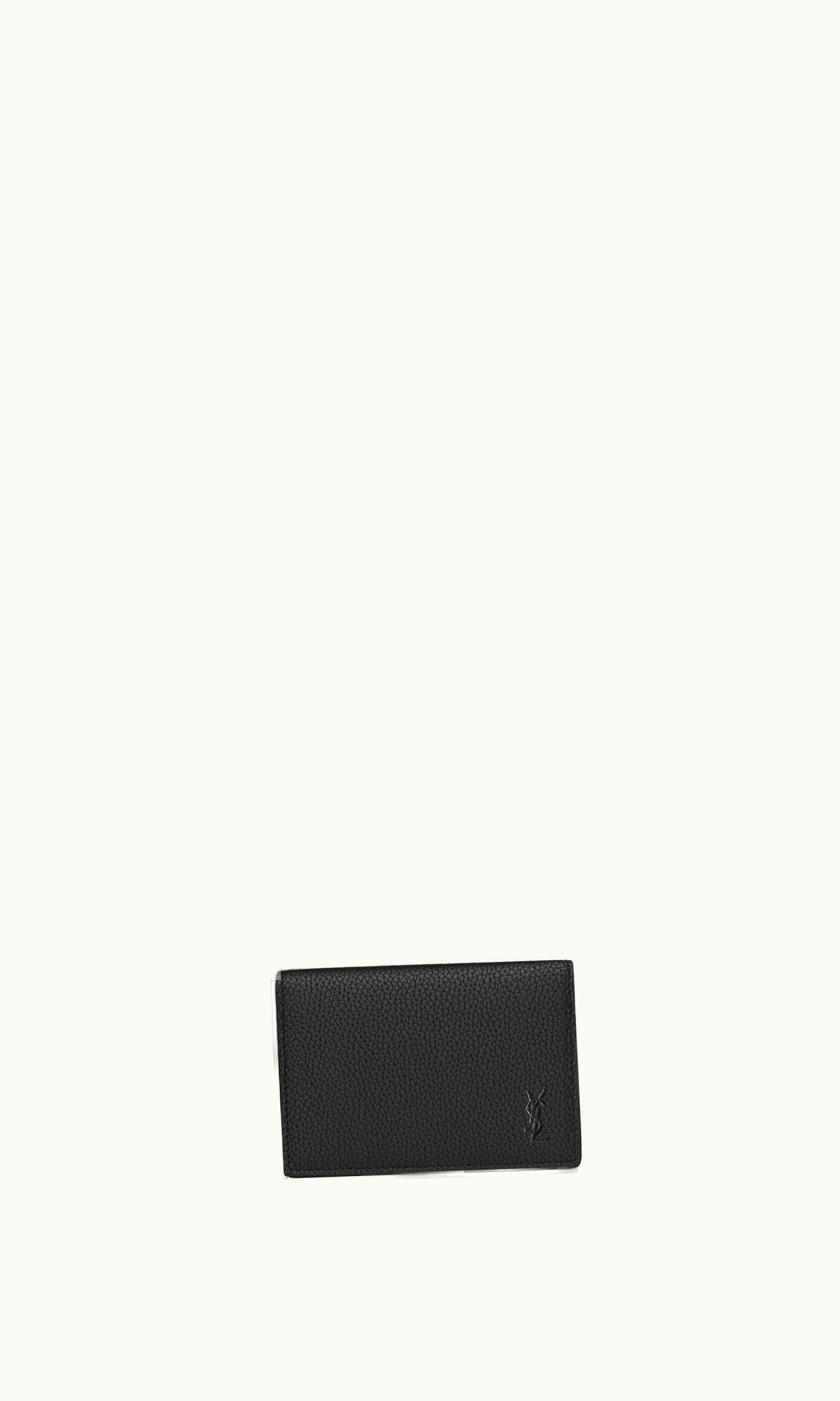 Saint Laurent Saint Laurent Cassandre Shadow Saint Laurent Business Card Case In Grained Leather