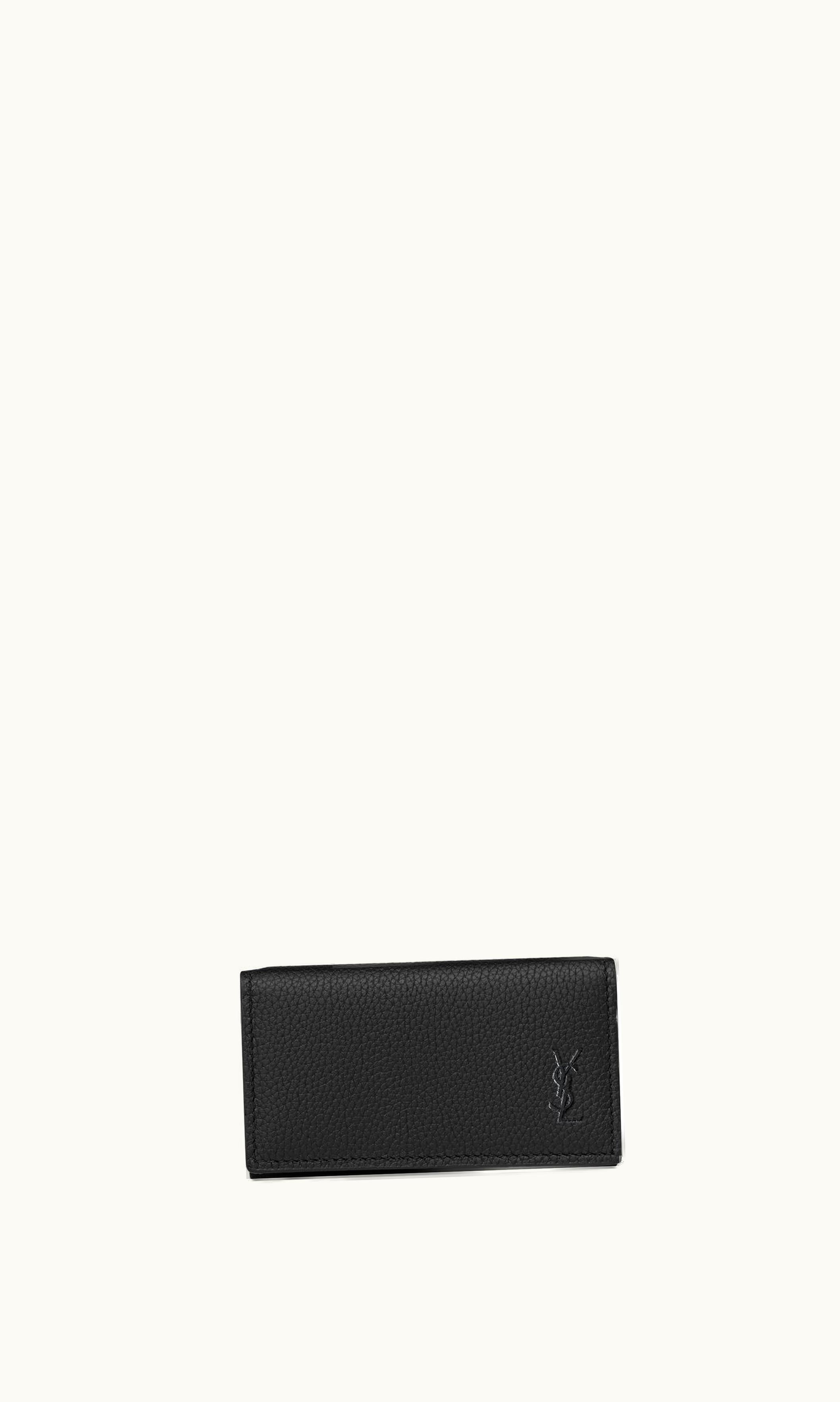 Saint Laurent Saint Laurent Cassandre Shadow Saint Laurent Slim Keycase In Grained Leather