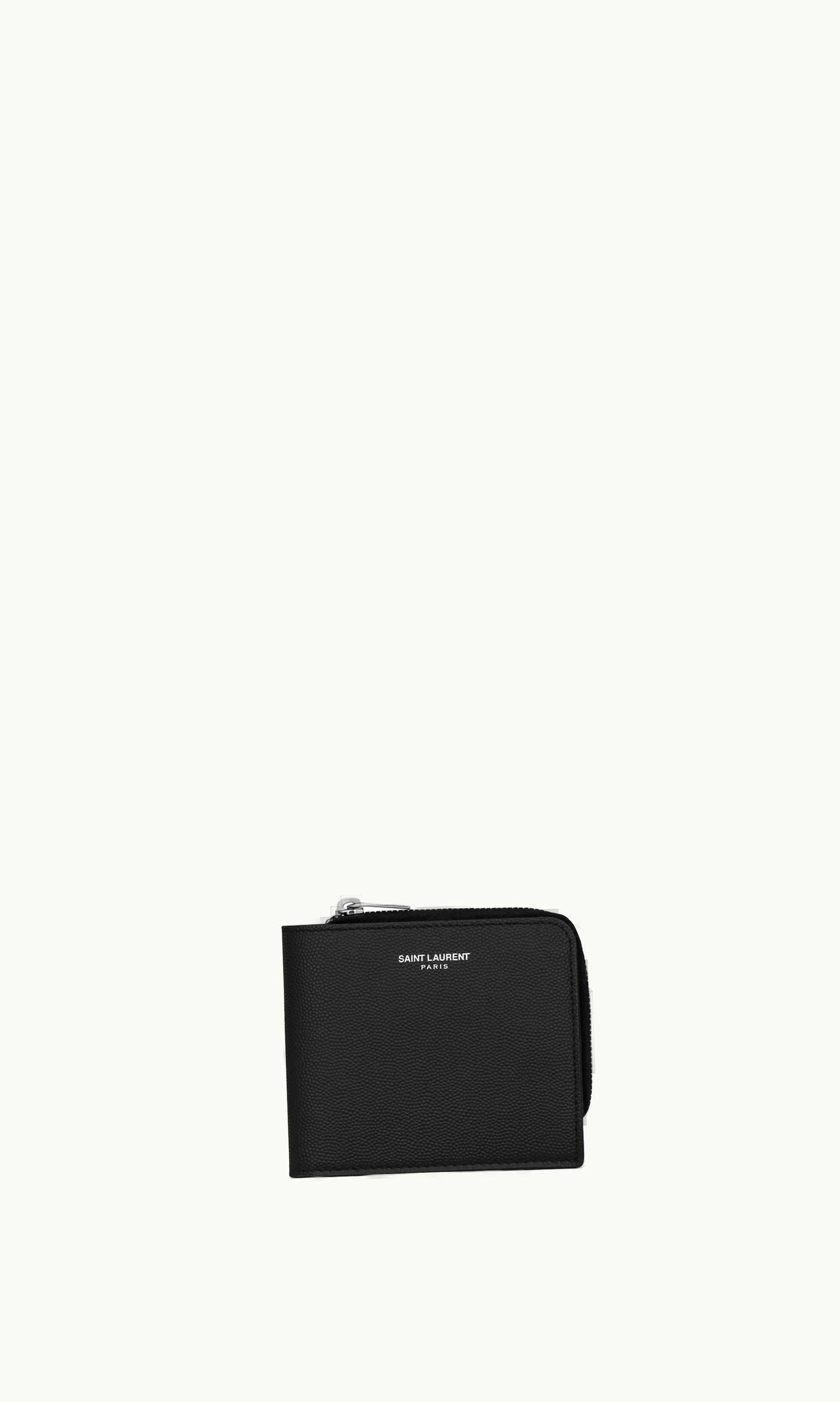 Saint Laurent Saint Laurent East/West Zip-Around Wallet In Grain De Poudre Embossed Leather