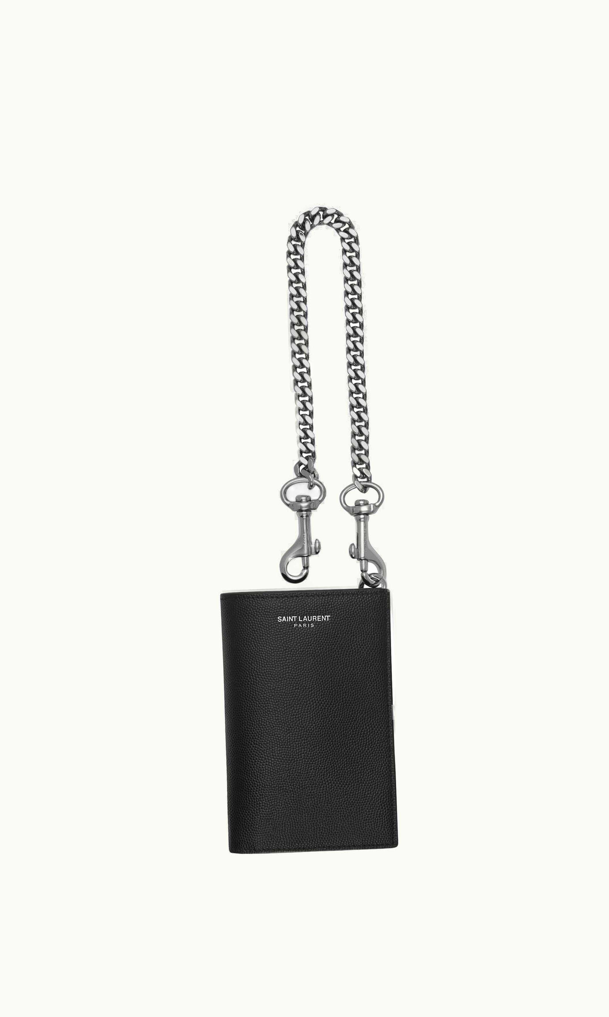 Saint Laurent Saint Laurent N/S Chain Wallet In Grain De Poudre Embossed Leather