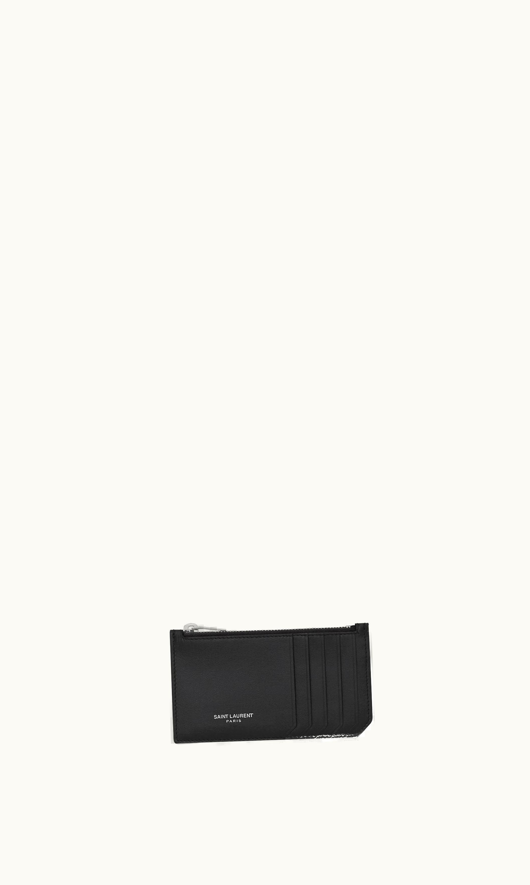 Saint Laurent Saint Laurent Fragments Zipped Credit Card Case In Smooth Leather