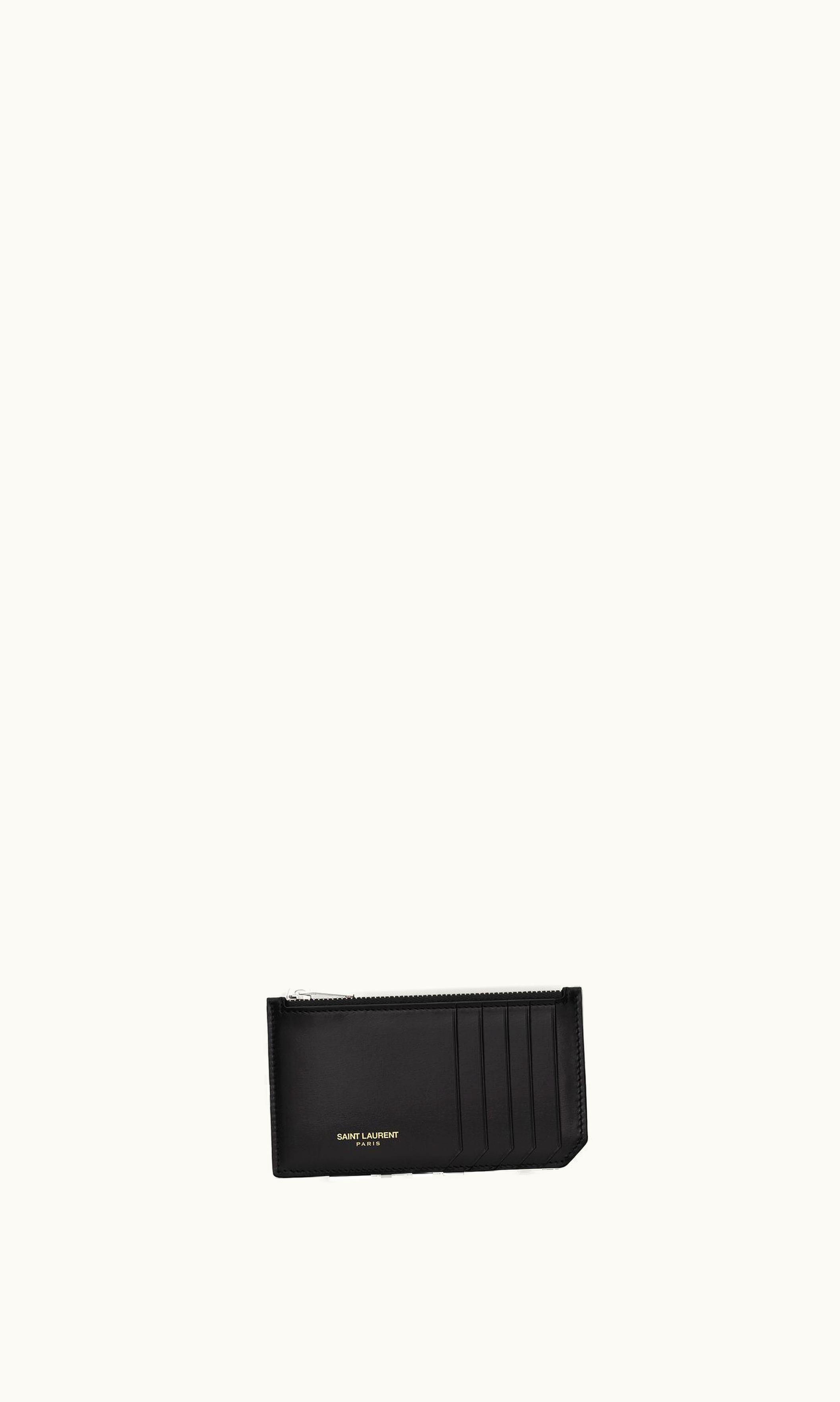 Saint Laurent Saint Laurent Fragments Zipped Card Case In Smooth Leather