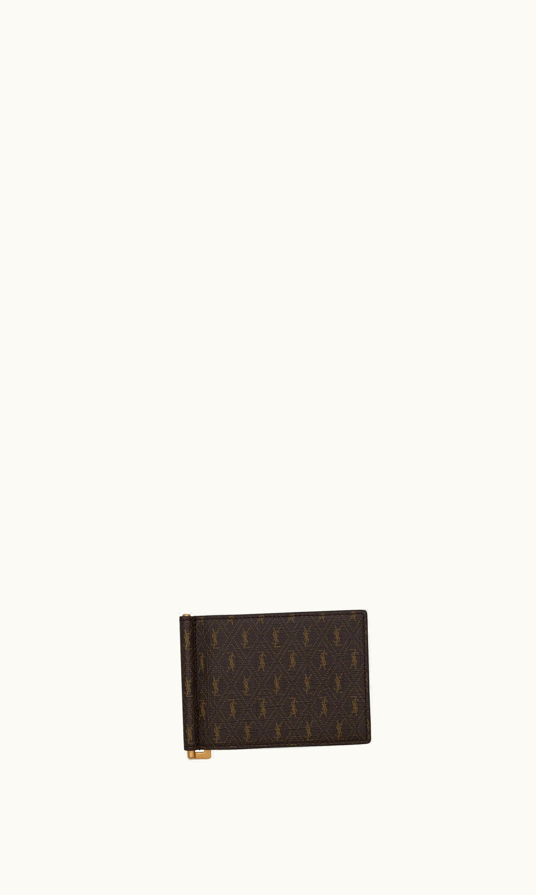 Saint Laurent Saint Laurent Le Monogramme Bill Clip Wallet In Cassandre Canvas And Smooth Leather