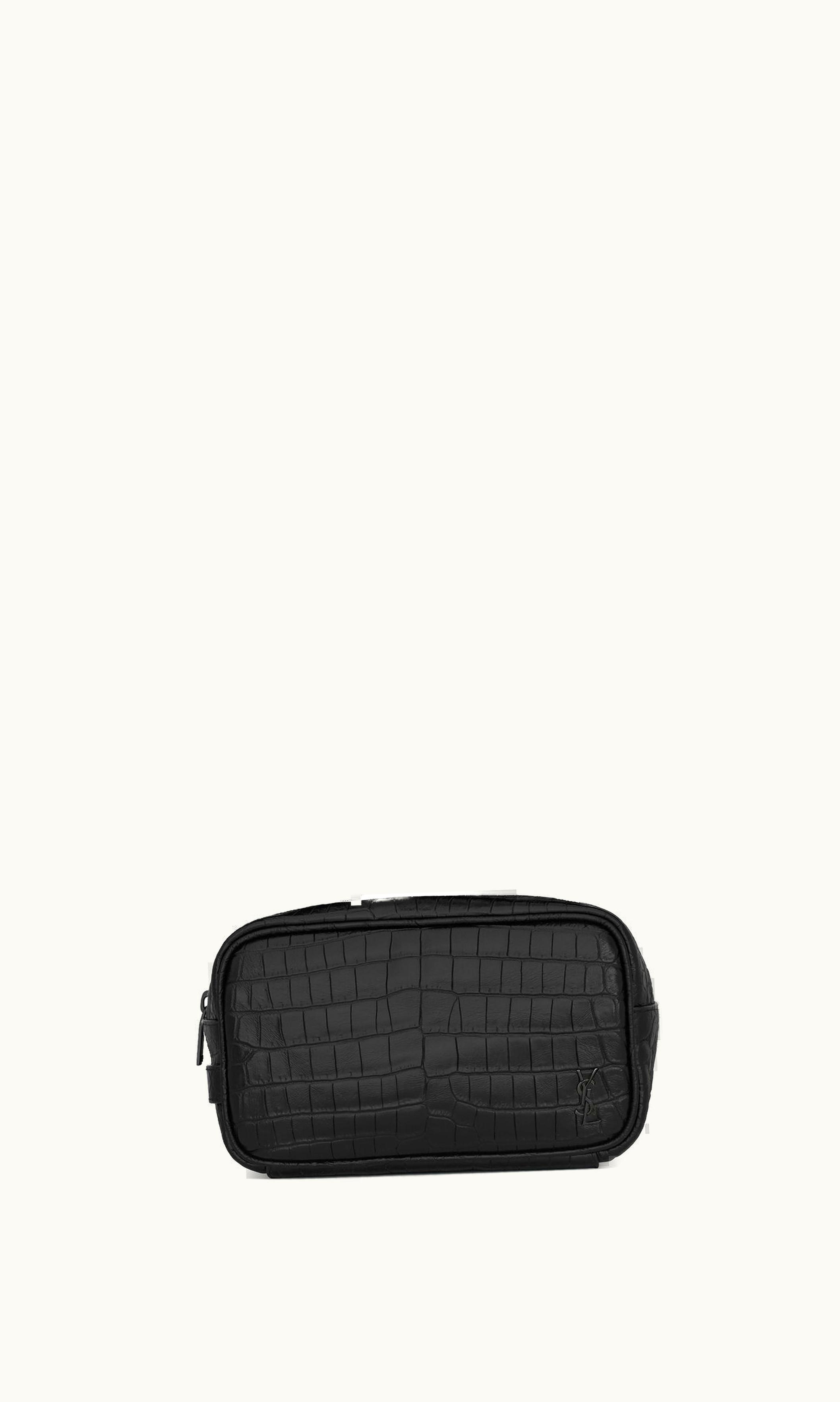 Saint Laurent Saint Laurent Tiny Cassandre Small Grooming Case In Crocodile-Embossed Matte Leather