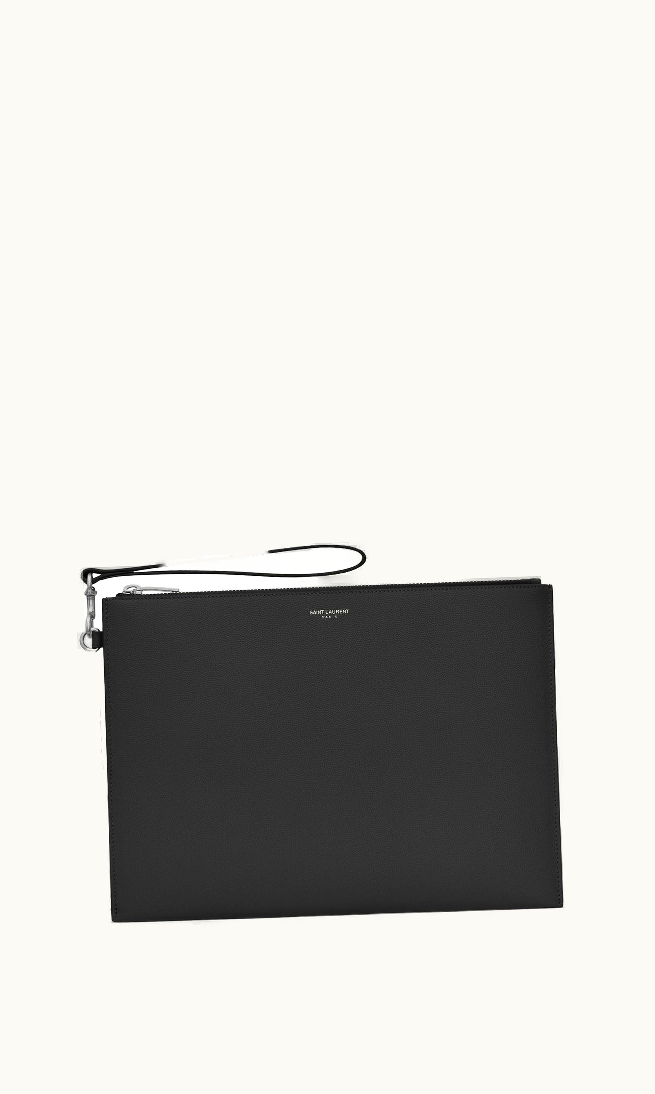 Saint Laurent Saint Laurent Paris Zipped Tablet Holder In Grain De Poudre-Embossed Leather UZ0159916