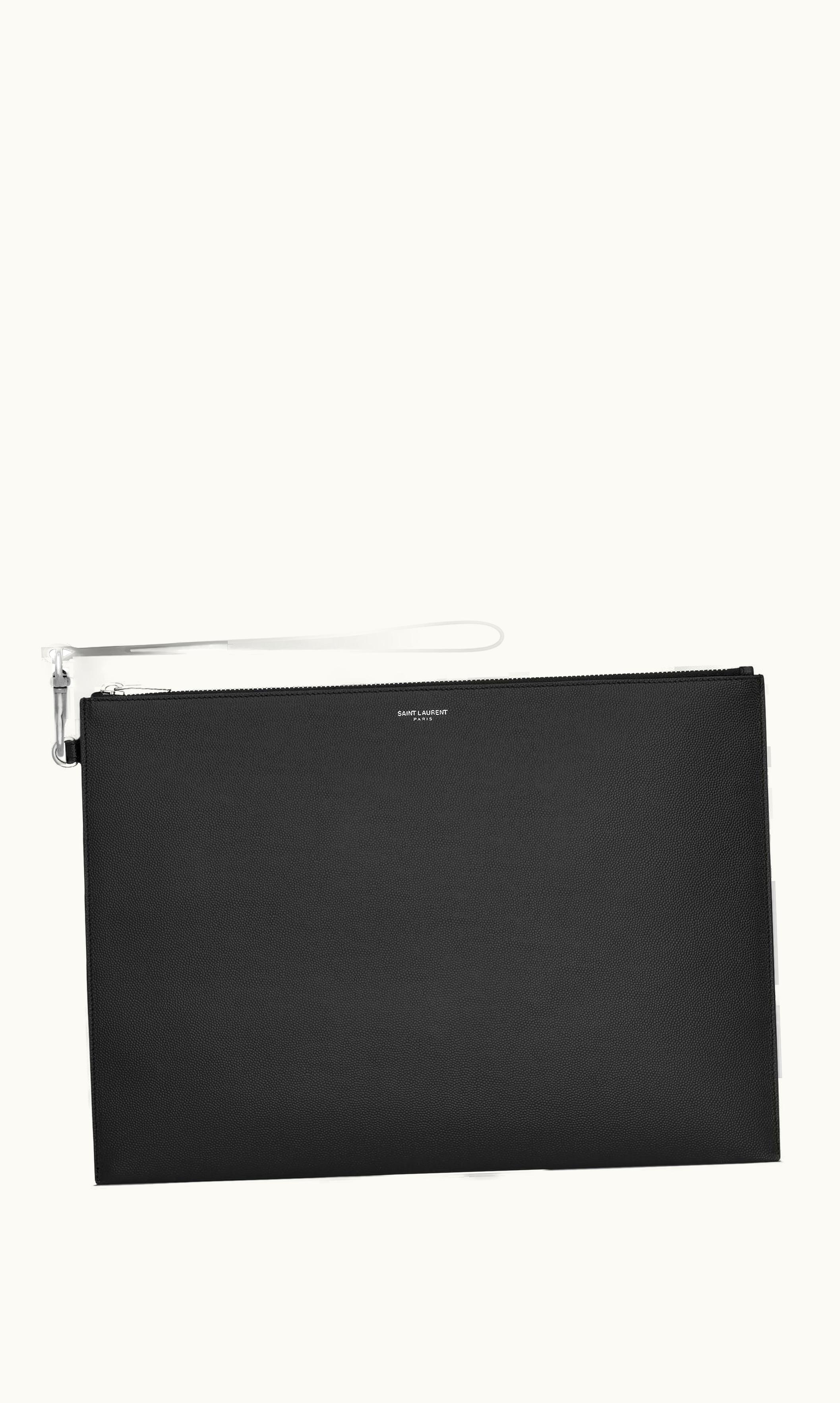 Saint Laurent Saint Laurent Paris Document Holder In Grain De Poudre Embossed Leather