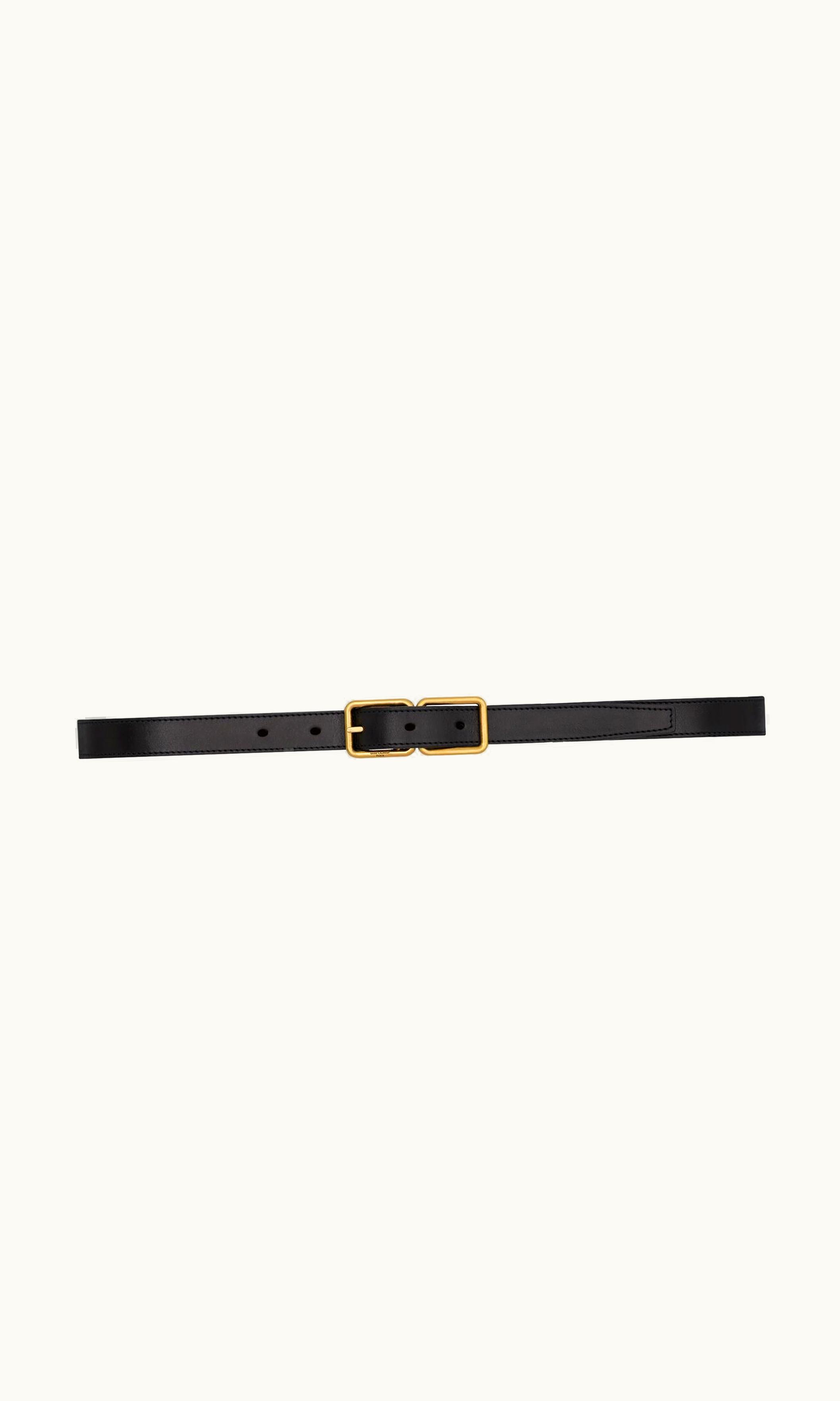Saint Laurent Saint Laurent Double Cadre Buckle Thin Belt In Smooth Leather