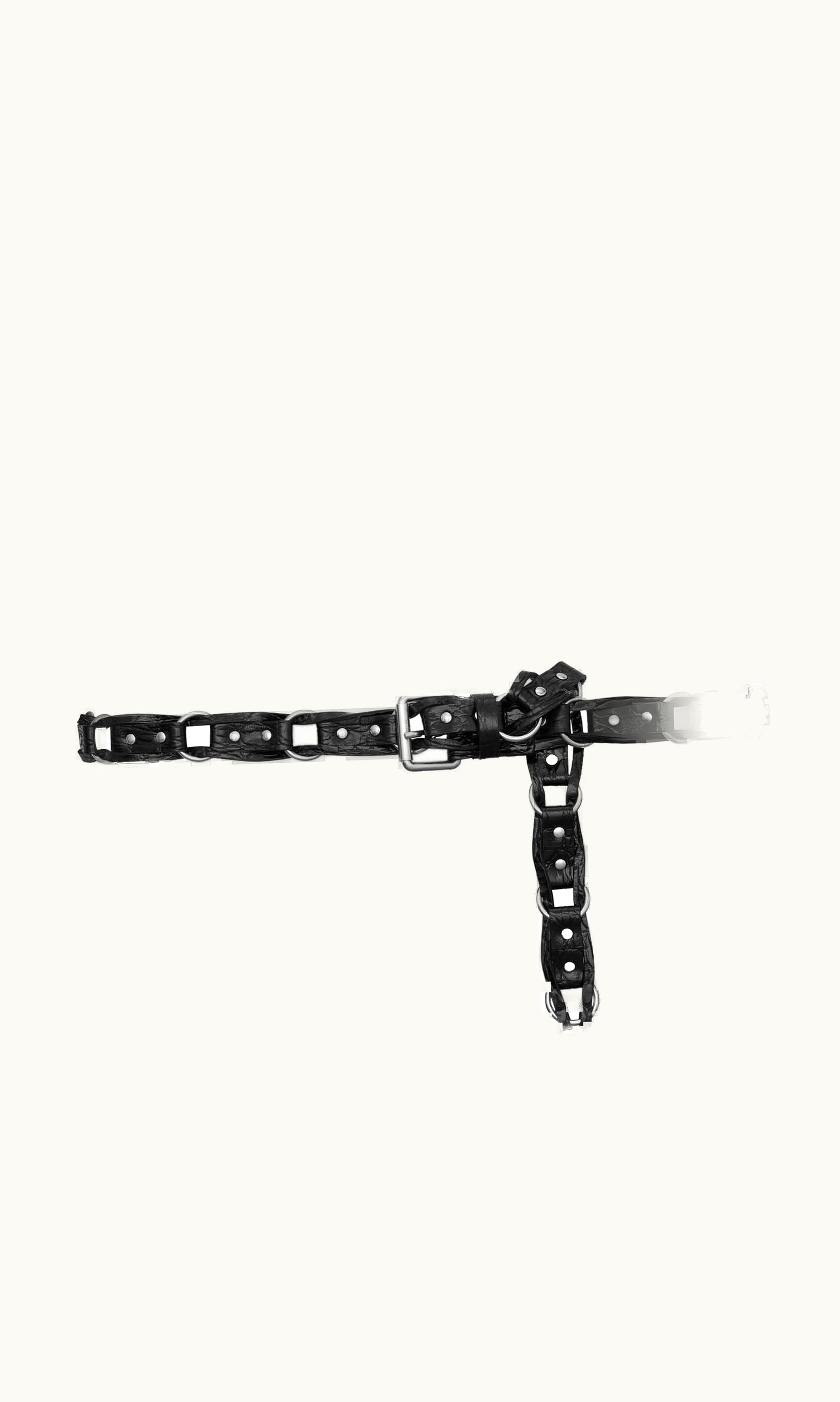 Saint Laurent Saint Laurent Motorcycle Buckle Braided Belt In Crocodile-Embossed Leather