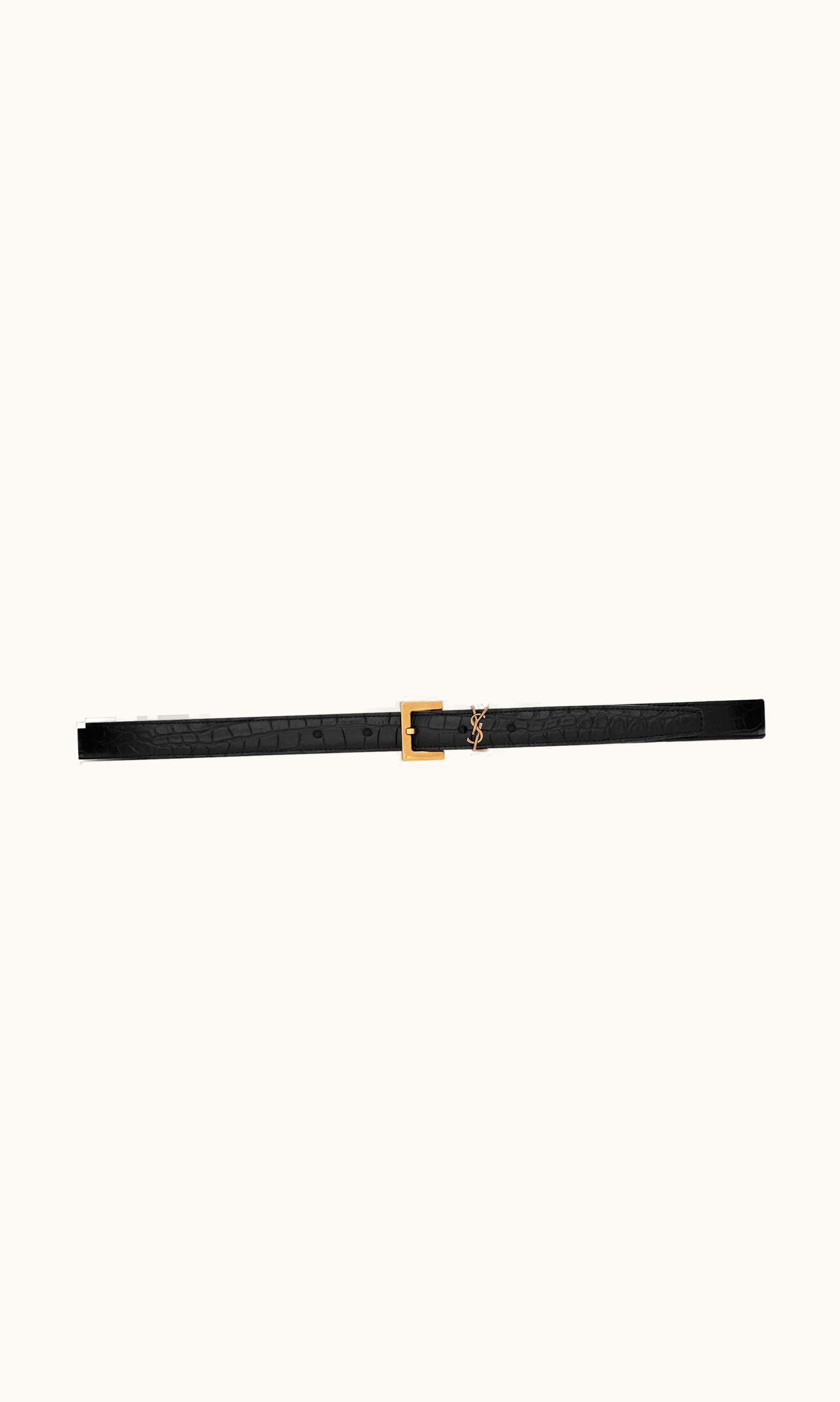 Saint Laurent Saint Laurent Cassandre Thin Belt With Square Buckle In Crocodile-Embossed Leather UZ0159949
