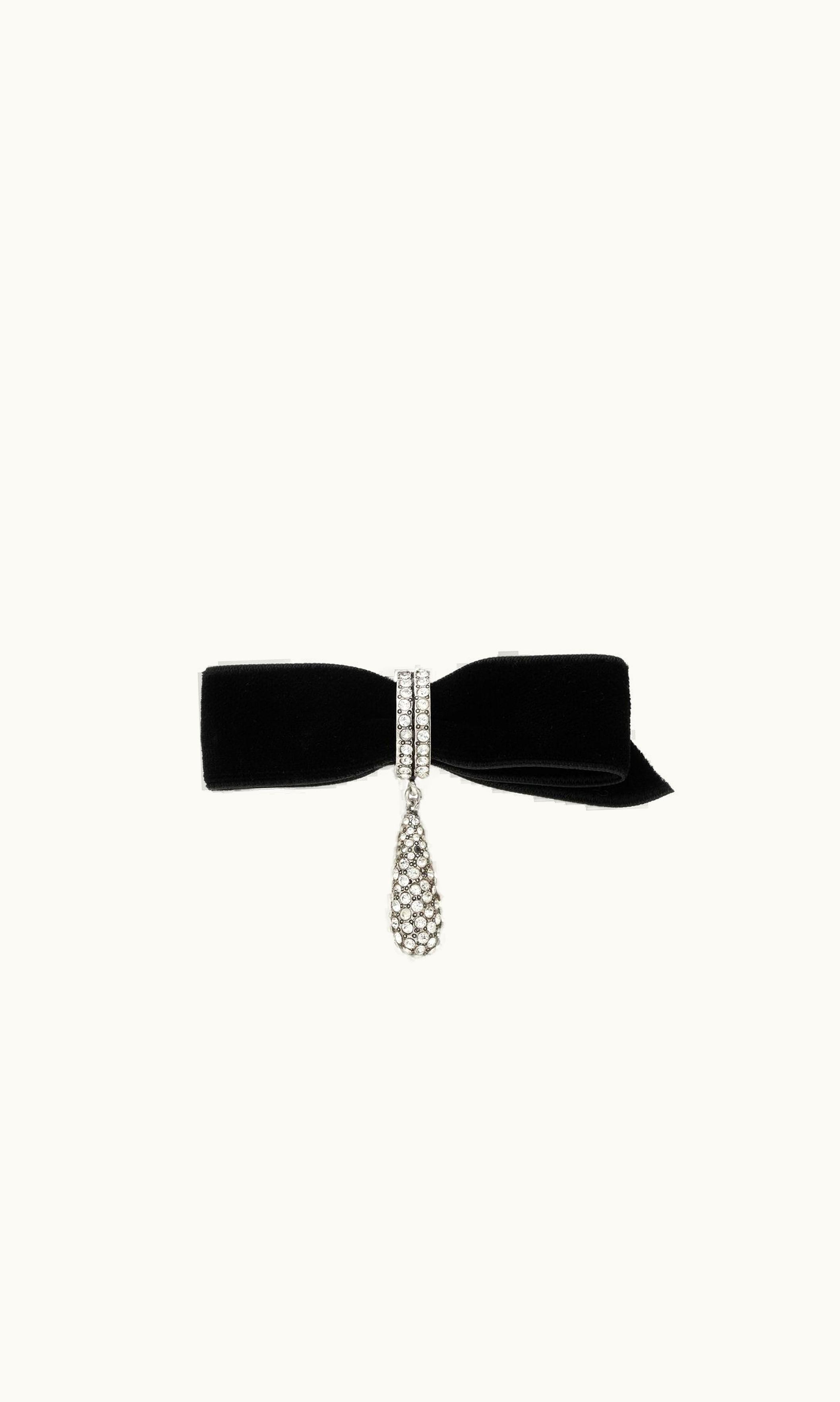 Saint Laurent Saint Laurent Rhinestone Knot And Drop Brooch In Metal And Velvet