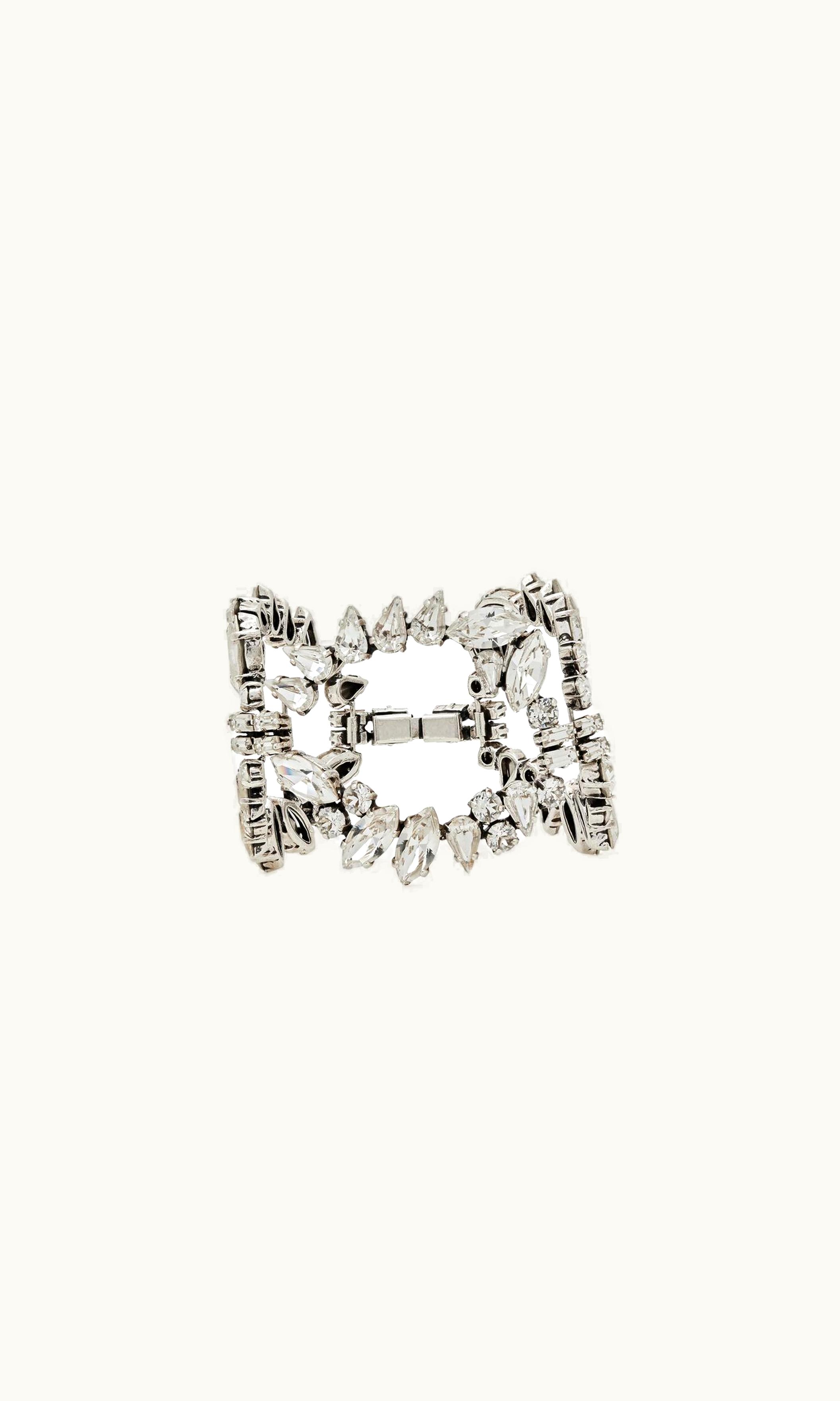 Saint Laurent Saint Laurent Oversized Rhinestone Ring Bracelet In Metal
