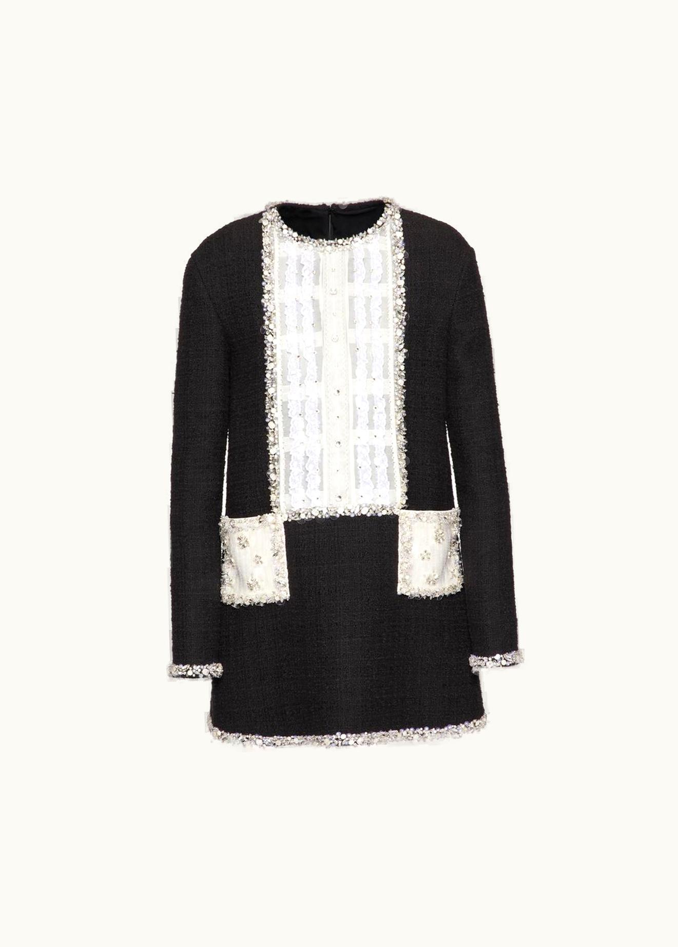 Valentino Valentino Short Dress In Embroidered Cotton Couture Tweed