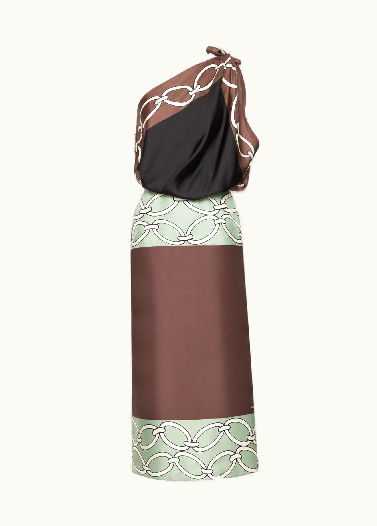 Valentino Valentino Twill Midi Dress With Valentino Chain 1967 Foulard Print