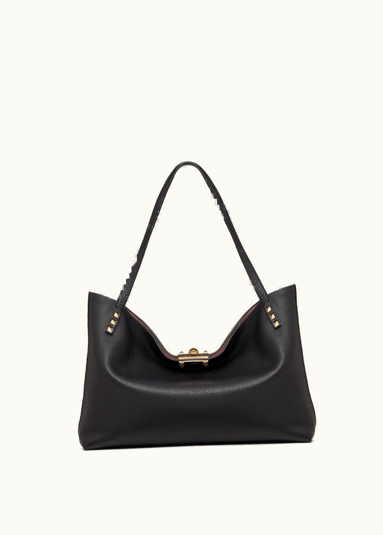 Valentino Valentino Medium Rockstud Grainy Calfskin Bag With Contrasting Lining UZ0160397