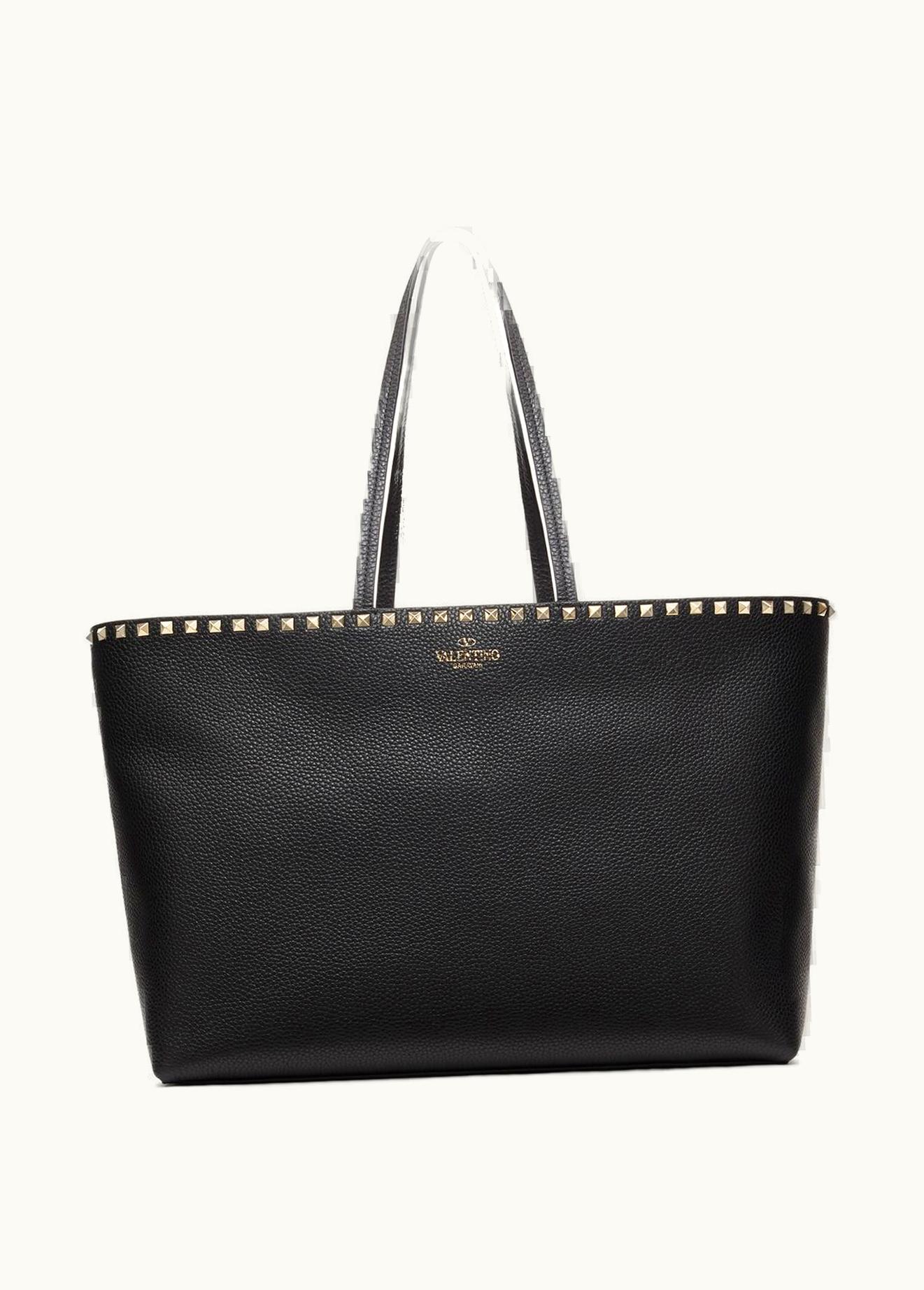 Valentino Valentino Large Grain Calfskin Leather Rockstud Shopping Bag