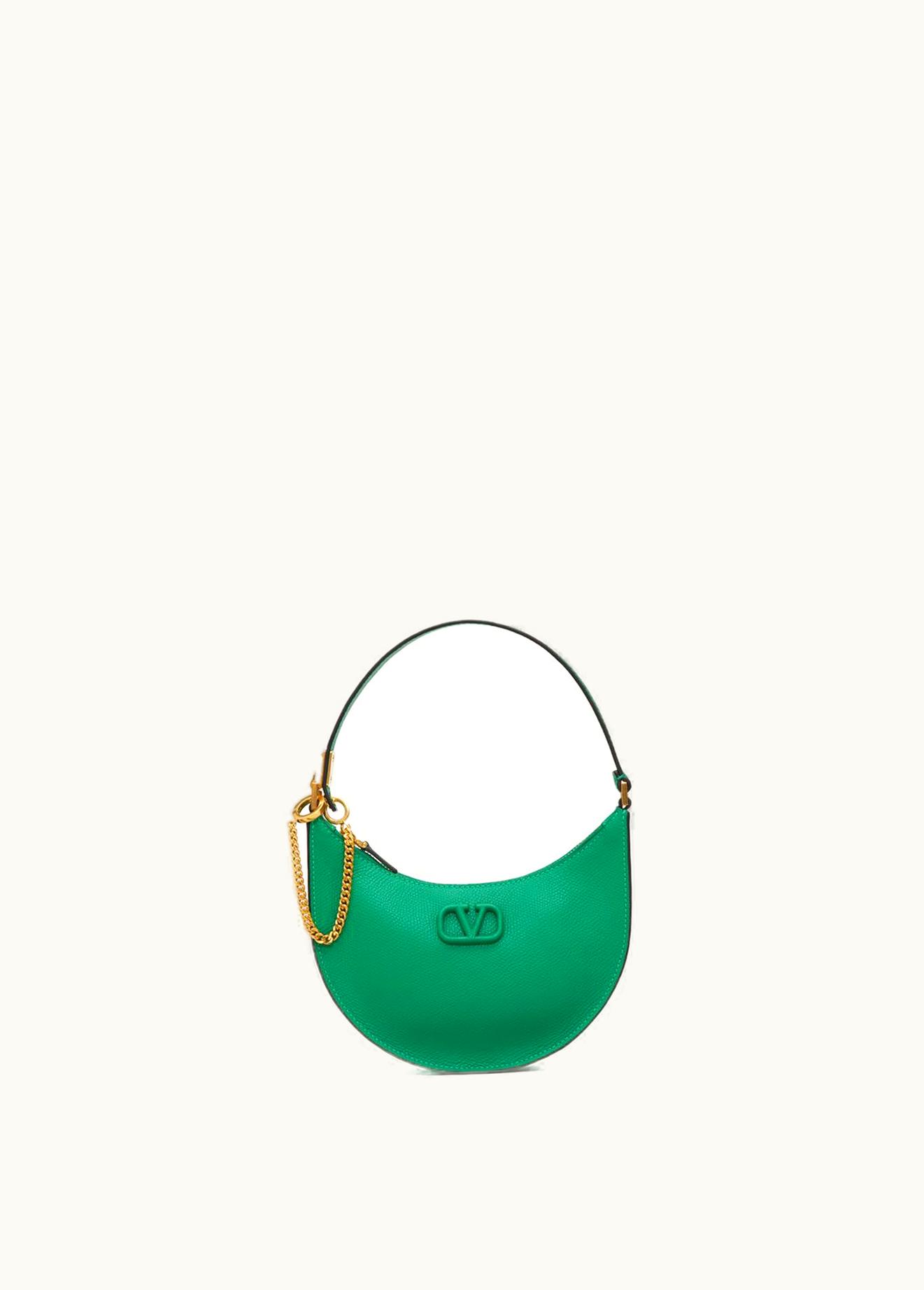 Valentino Valentino Mini Vlogo Signature Grainy Calfskin Hobo Bag UZ0160437