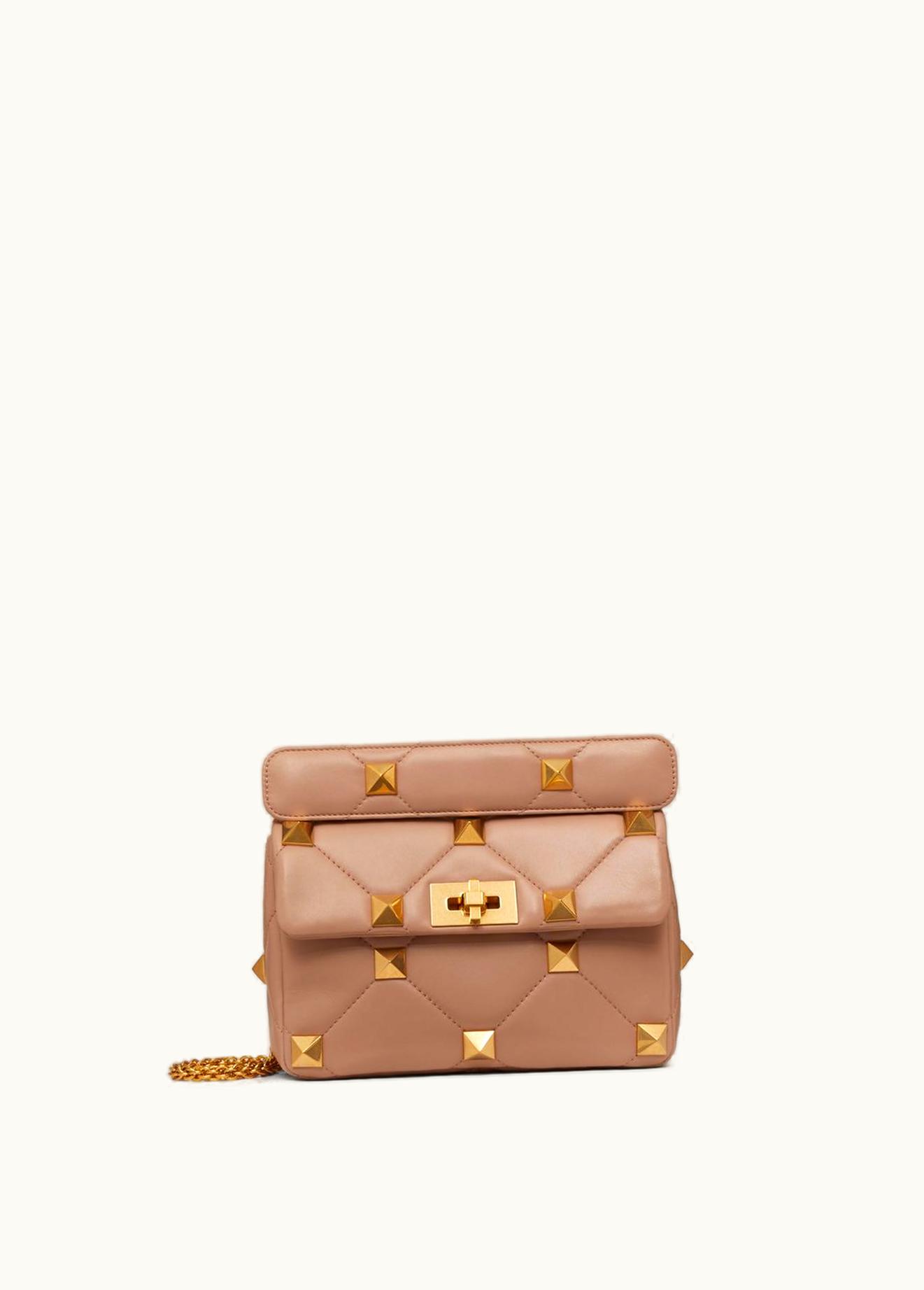 Valentino Valentino Medium Roman Stud The Shoulder Bag In Nappa With Chain UZ0160451