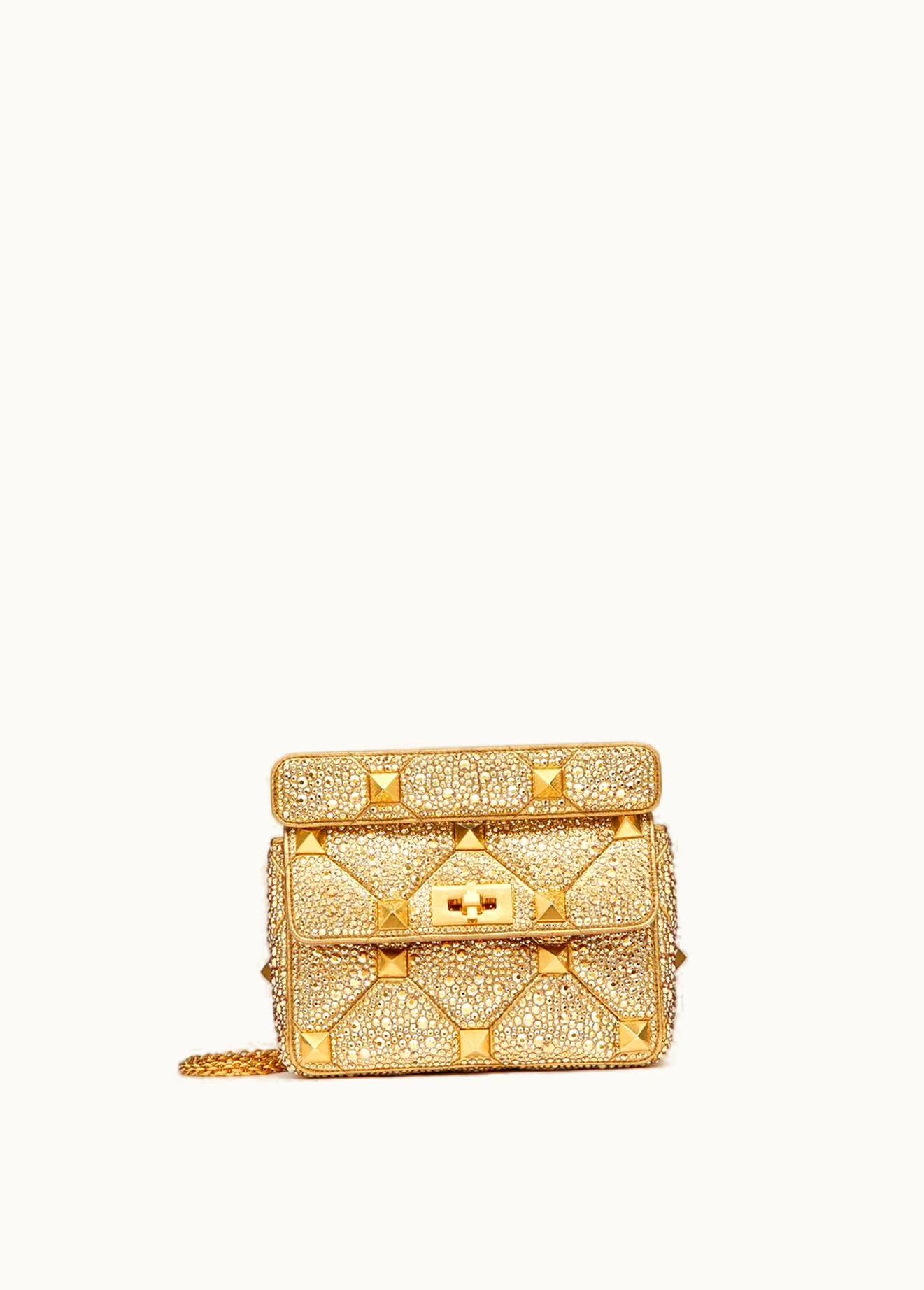 Valentino Valentino Roman Stud Medium Bag With Chain And Rhinestones